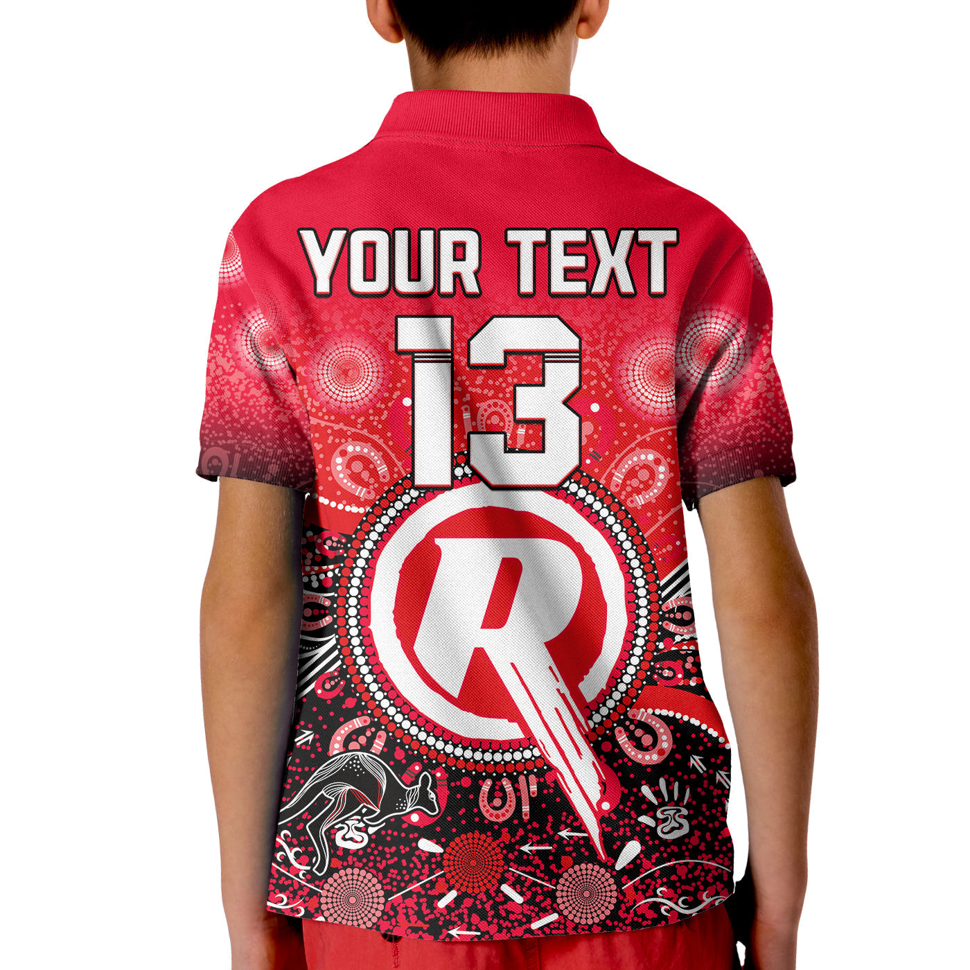 (Custom Text and Number) Melbourne Renegades Polo Shirt KID Cricket Aboriginal - Vibe Hoodie Shop