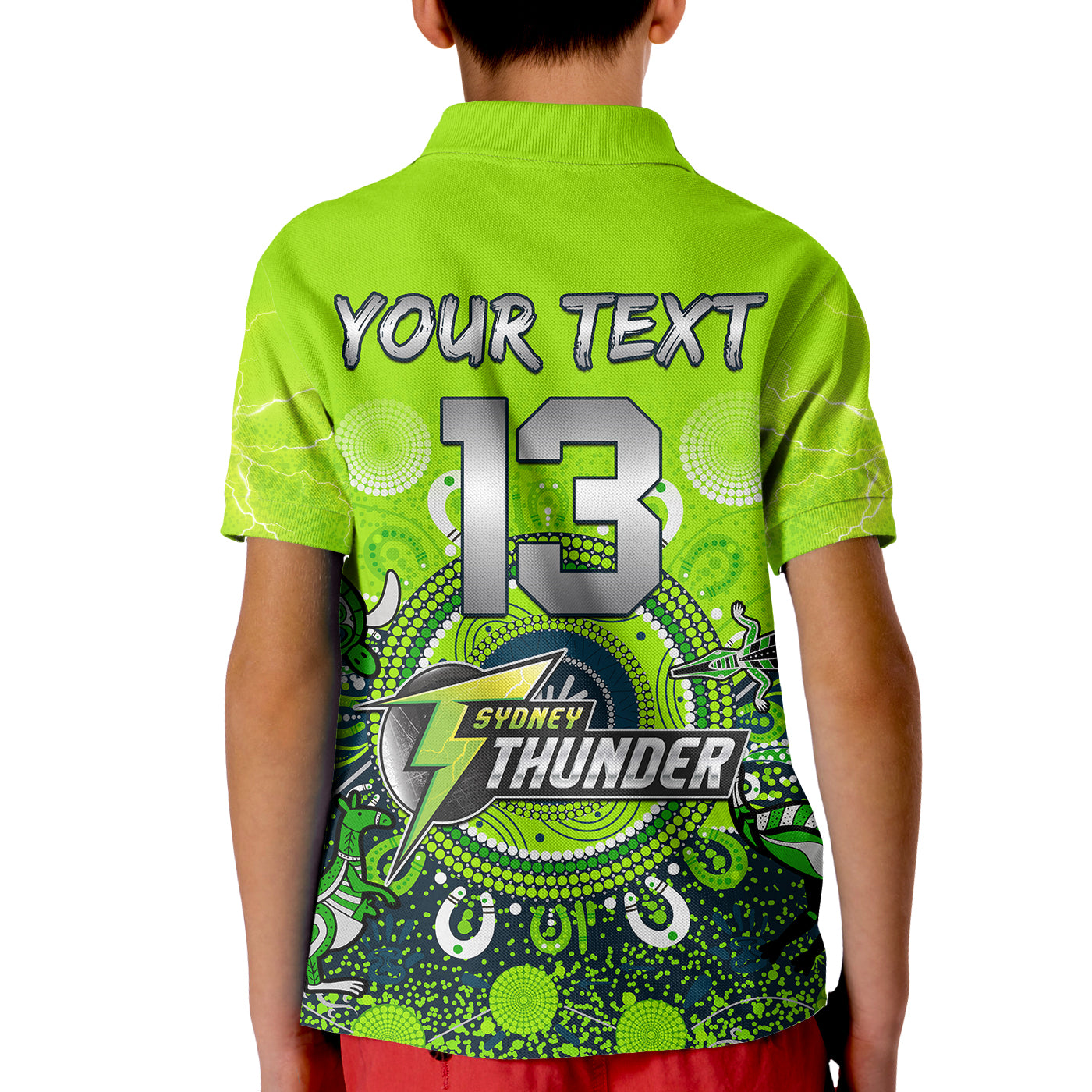 (Custom Text and Number) Sydney Thunder Polo Shirt Cricket Aboriginal - Vibe Hoodie Shop