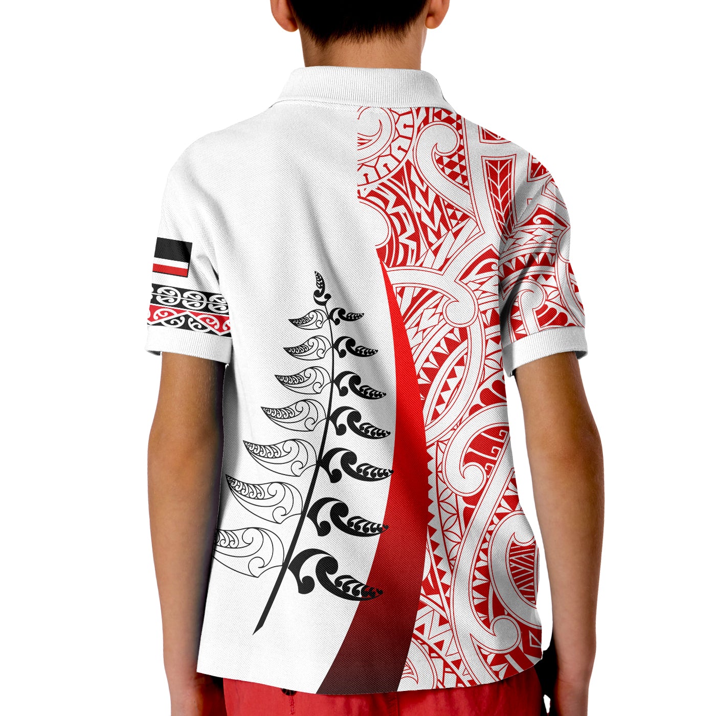 Waitangi Day Polo Shirt Maori Mix Fern Style White - Vibe Hoodie Shop