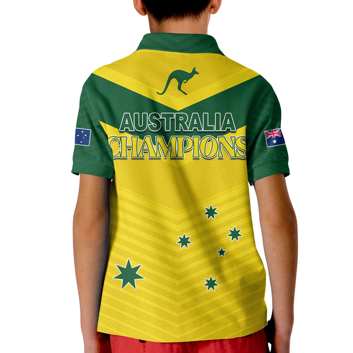 Australia Cricket Polo Shirt KID Go Aussie Champions - Vibe Hoodie Shop