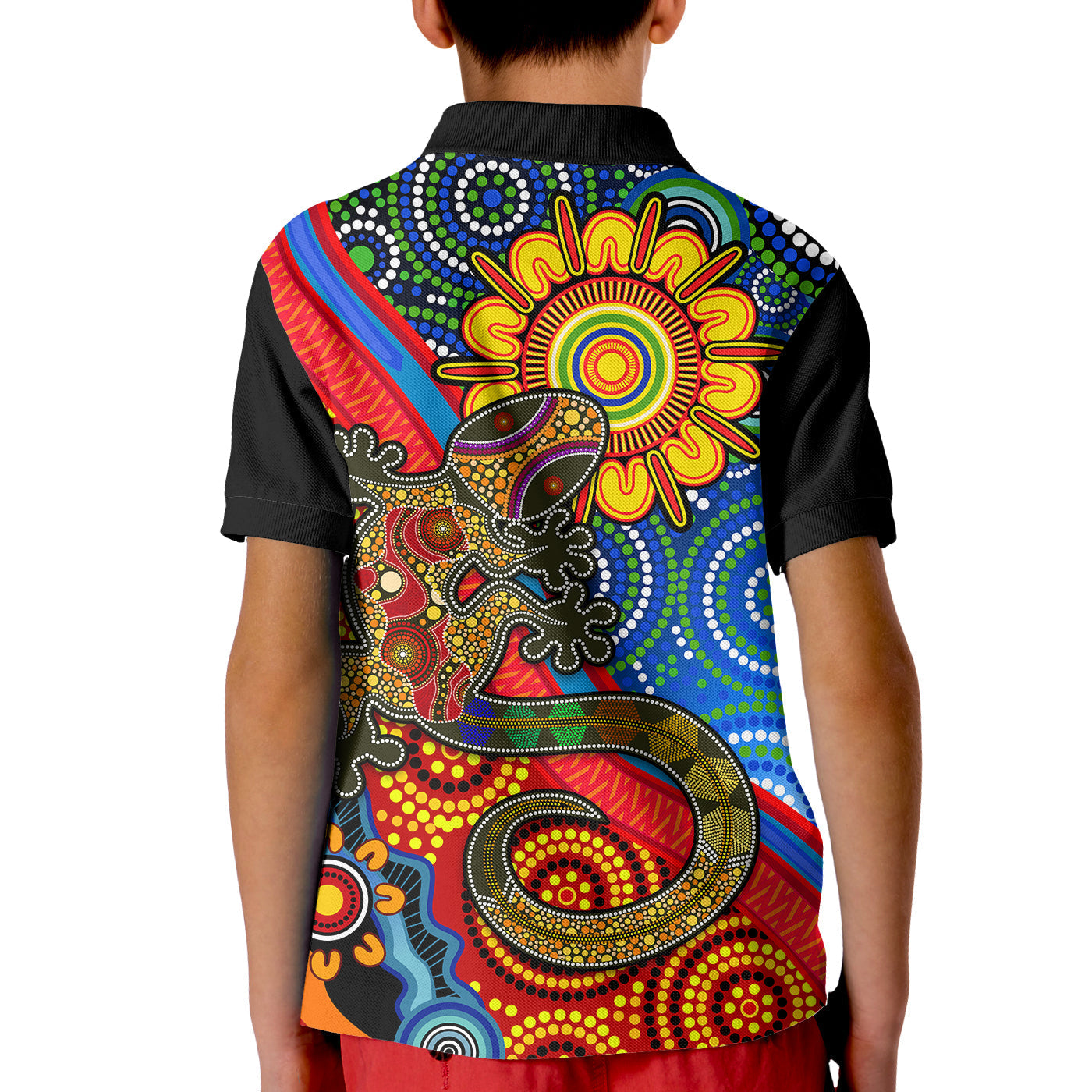 Australia Lizard and Sun Polo Shirt Aboriginal Art Speical - Vibe Hoodie Shop