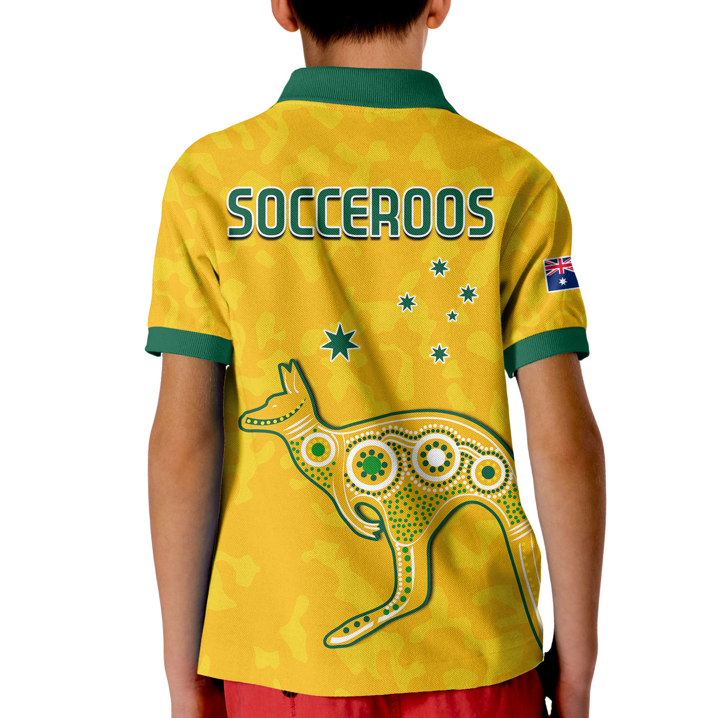 Australia Soccer Polo Shirt KID World Cup Football 2022 Socceroos with Kangaroos - Vibe Hoodie Shop