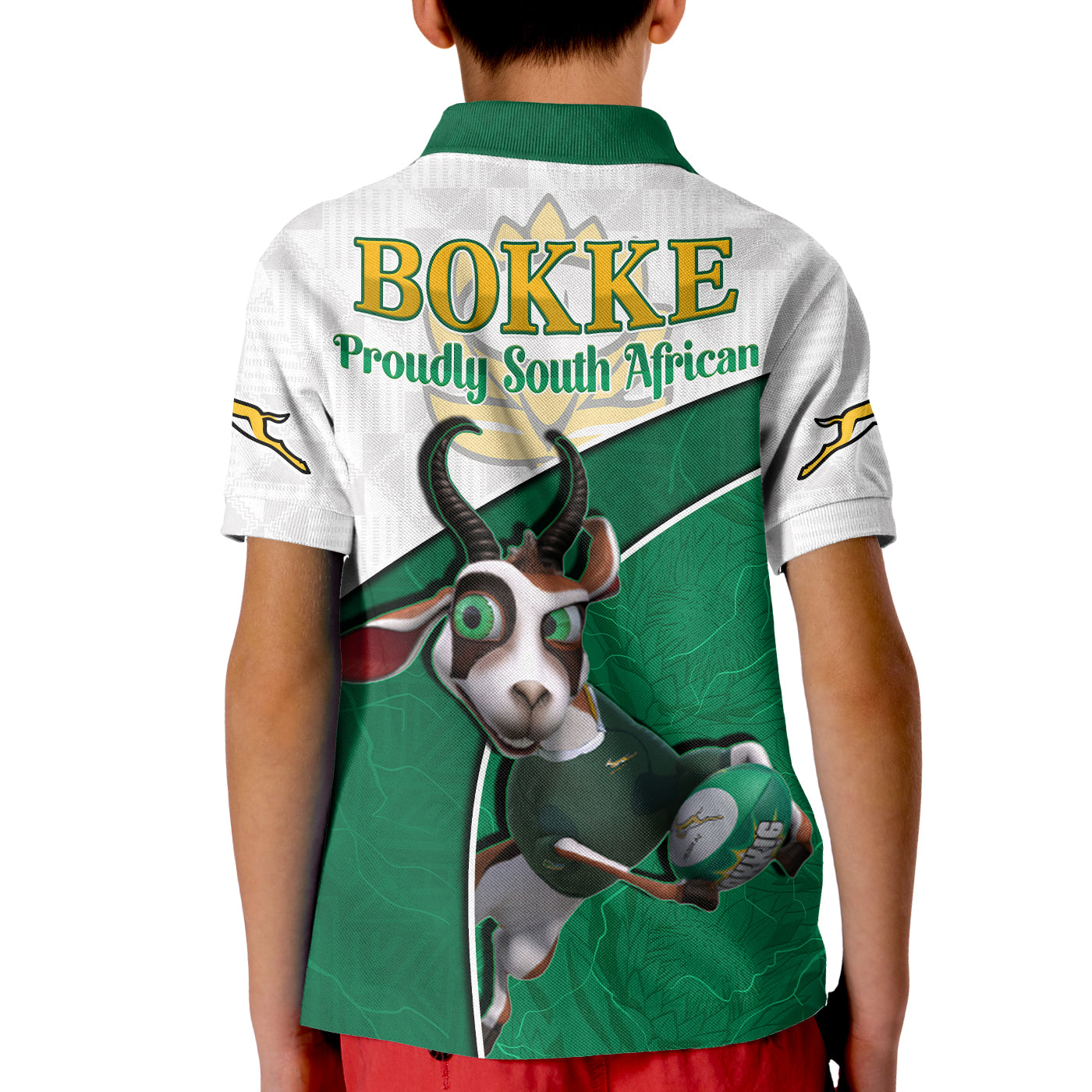 (Custom Personalised) South Africa Rugby Polo Shirt KID Proudly Springboks Cartoon Bokke African Pattern - Vibe Hoodie Shop