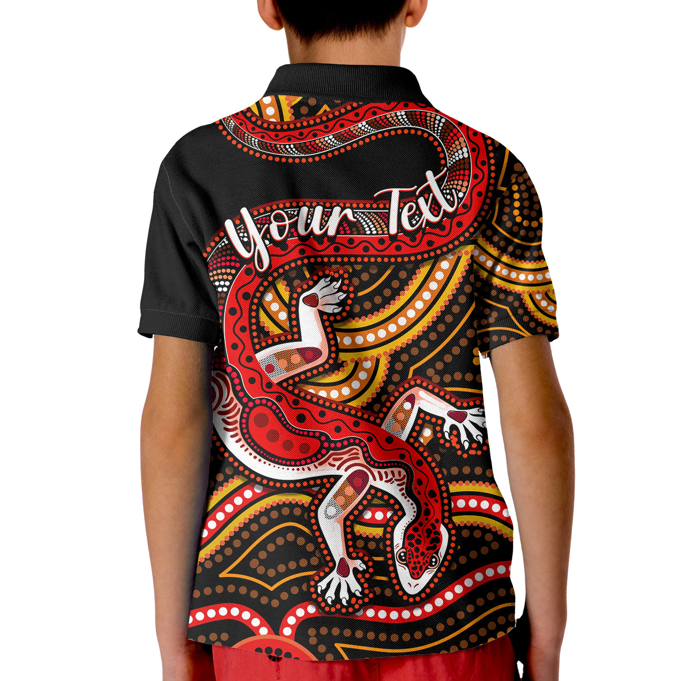 (Custom Personalised) Aboriginal Art Lizard Polo Shirt KID You Are Number One - Vibe Hoodie Shop