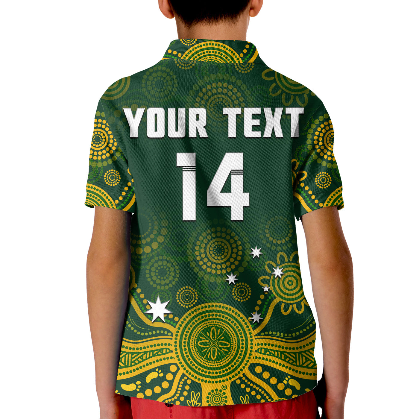 (Custom Text And Number) Australia 2022 Rugby Polo Shirt KID Wallabies Aboriginal Style - Vibe Hoodie Shop