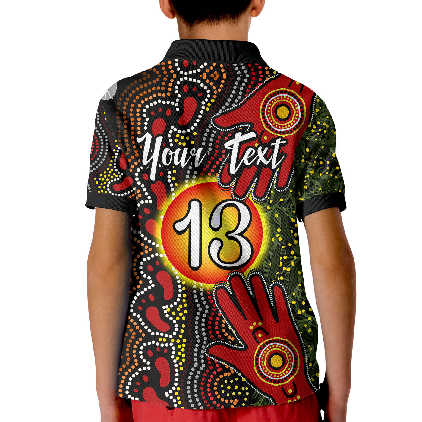 (Custom Text and Number) Aboriginal Dot Painting Polo Shirt KID Go To Touch The Sun - Vibe Hoodie Shop