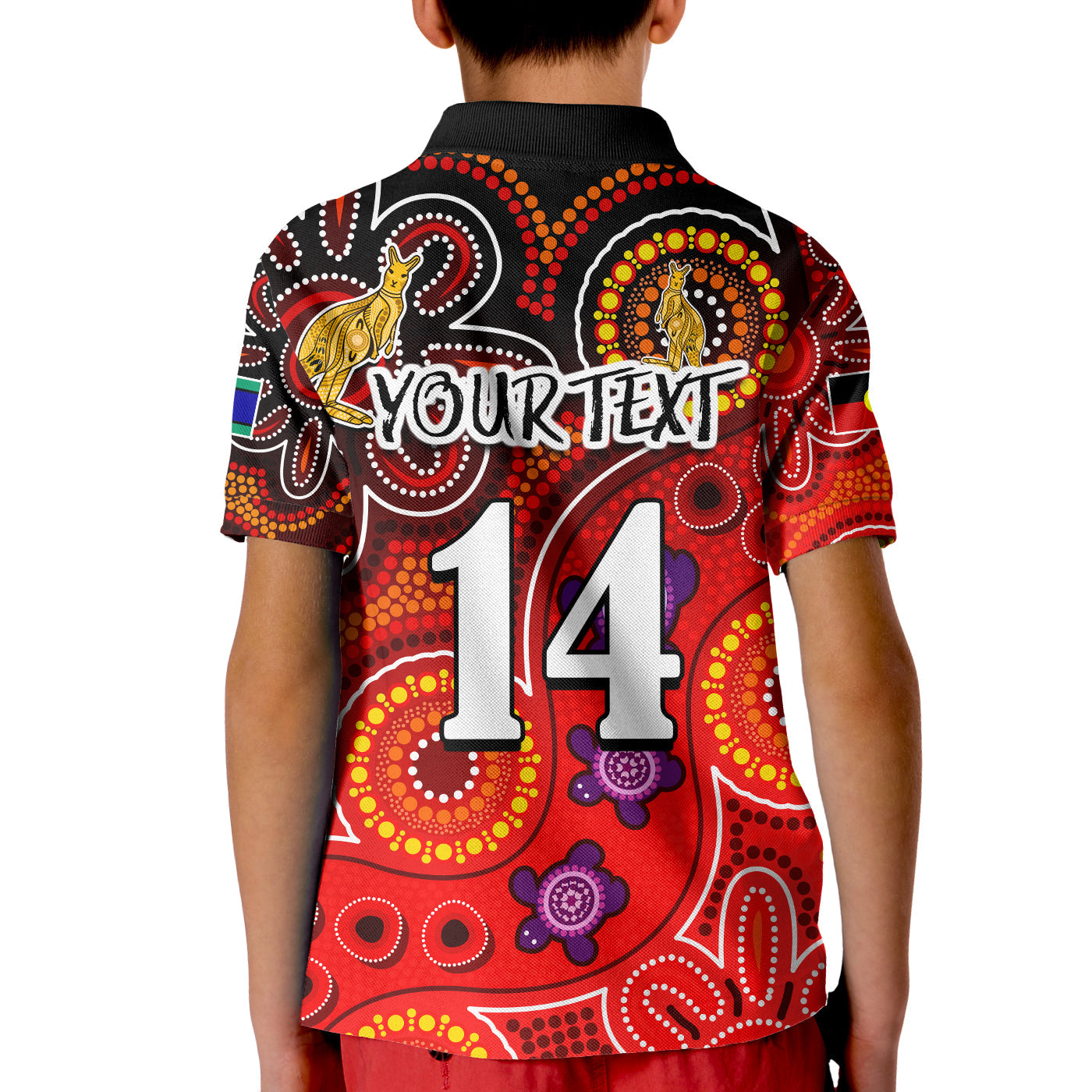 (Custom Text And Number) Australia NAIDOC Week Polo Shirt KID Australian Aboriginal Dhari Kangaroo Artsy Style - Vibe Hoodie Shop