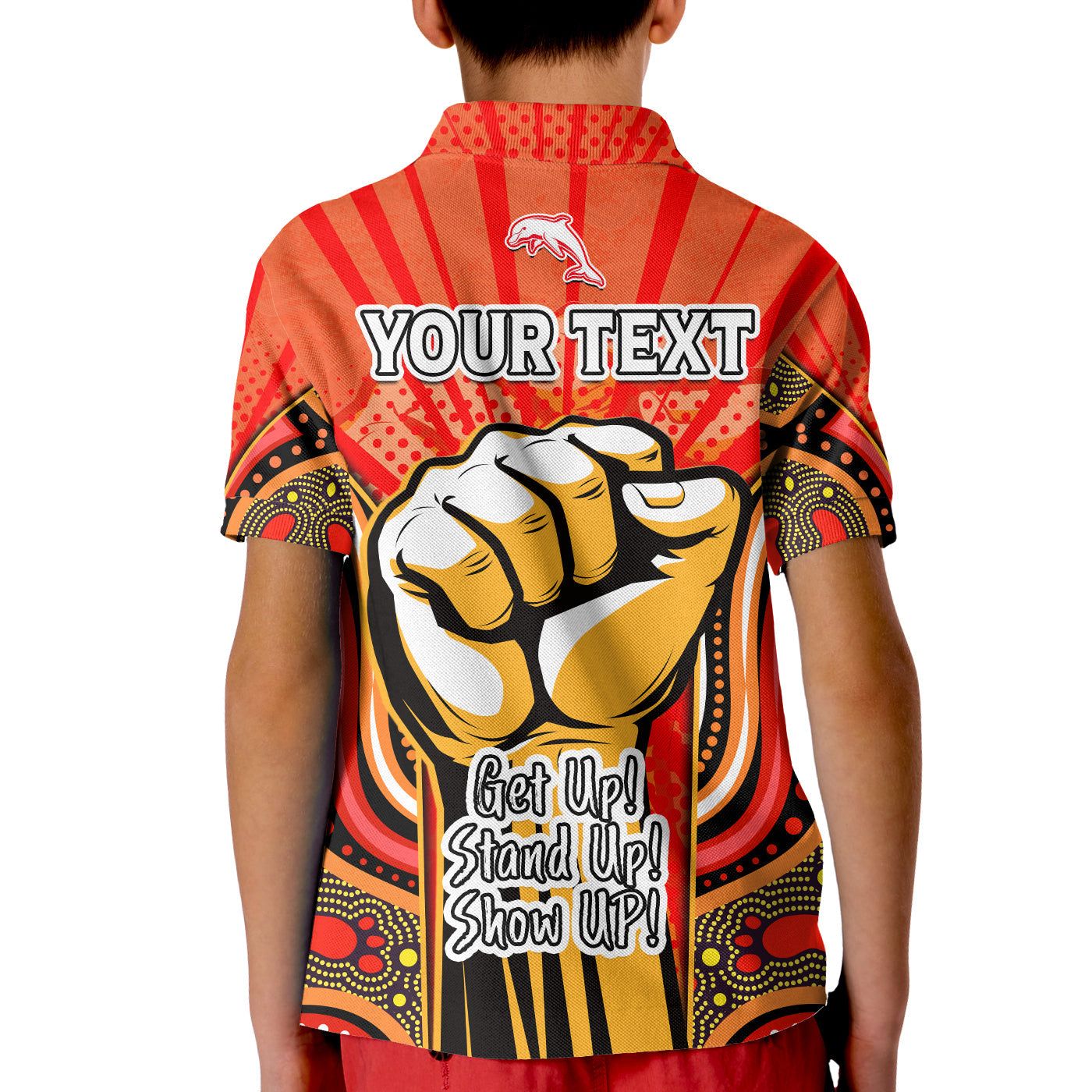 (Custom Personalised) Dolphins NAIDOC Week 2022 Polo Shirt KID Aboriginal Art Get Up Stand Up Show UP - Vibe Hoodie Shop