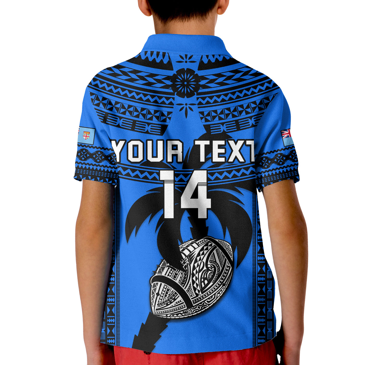 (Custom Text And Number) Fiji Rugby Polo Shirt KID Fijian Drua Super Polynesian Special Tapa Pattern - Vibe Hoodie Shop