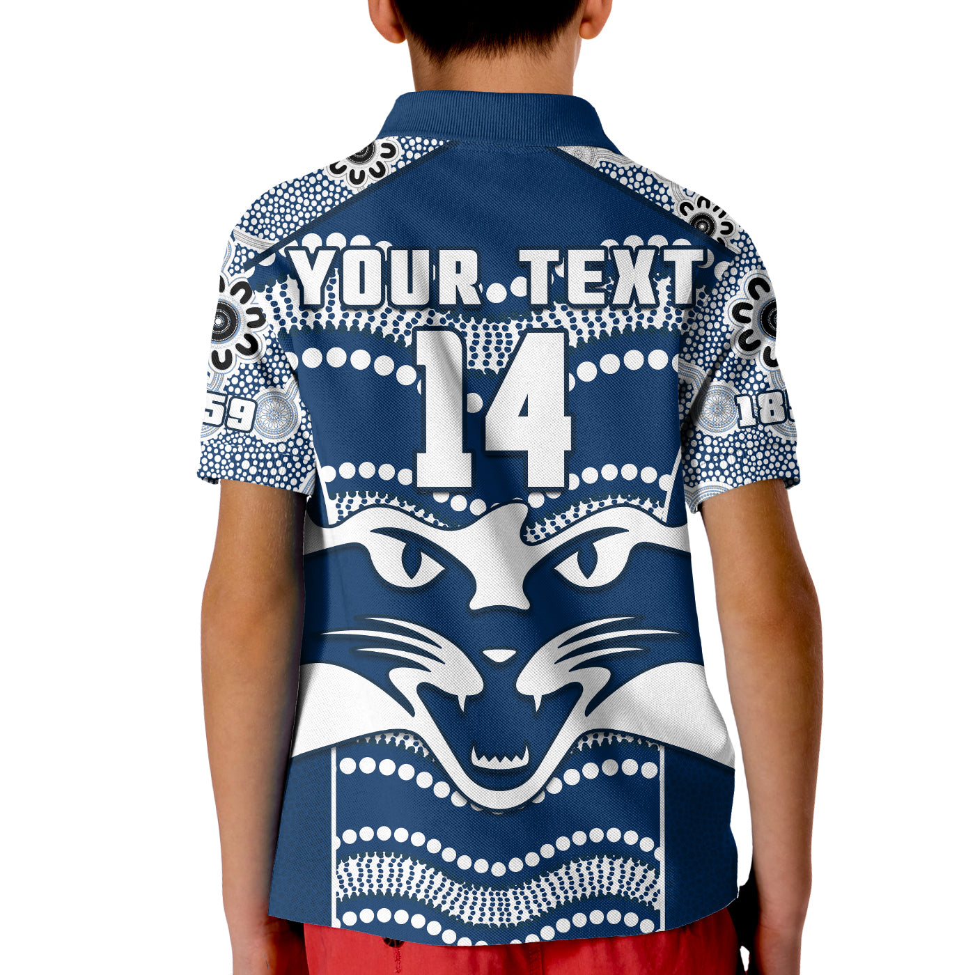 (Custom Text And Number) Cats Football Polo Shirt KID Geelong 1859 Indigenous Sporty Version - Vibe Hoodie Shop