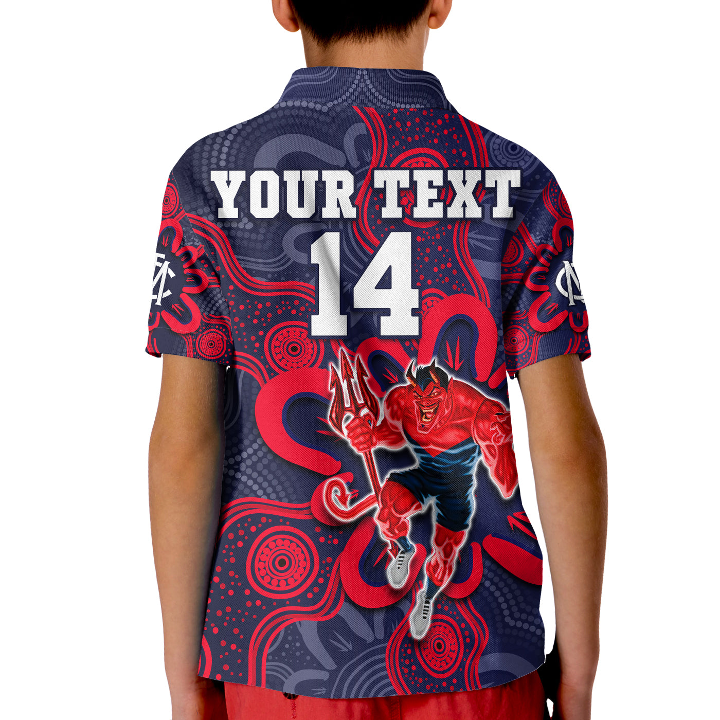 (Custom Text And Number) Demons Football 2022 Polo Shirt KID Australian Aboriginal Dot Painting - Vibe Hoodie Shop