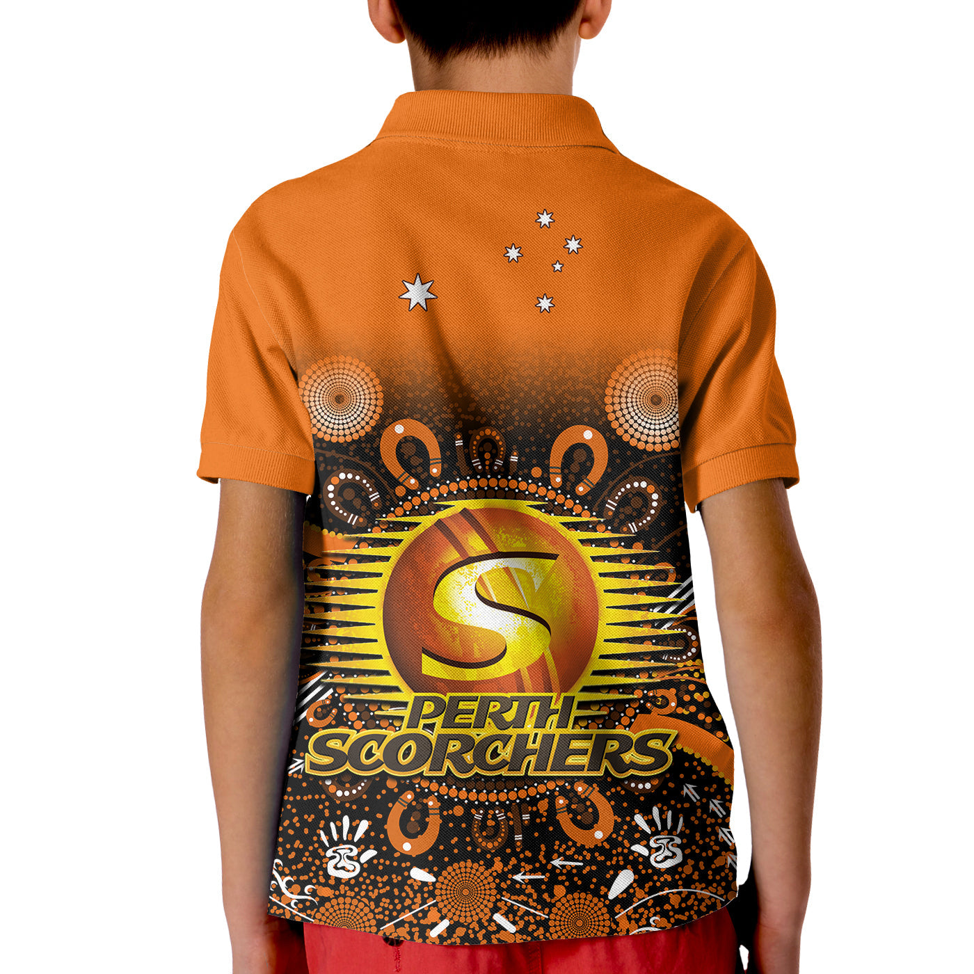 Perth Scorchers Polo Shirt Aboriginal Sunshine - Vibe Hoodie Shop