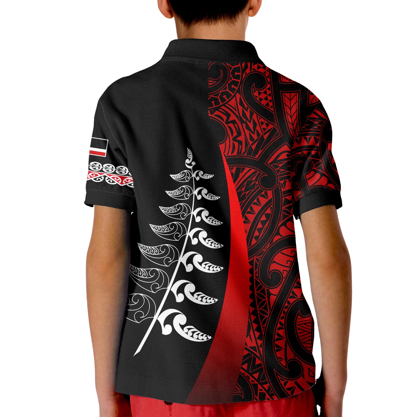 Waitangi Day Polo Shirt Maori Mix Fern Style Red - Vibe Hoodie Shop