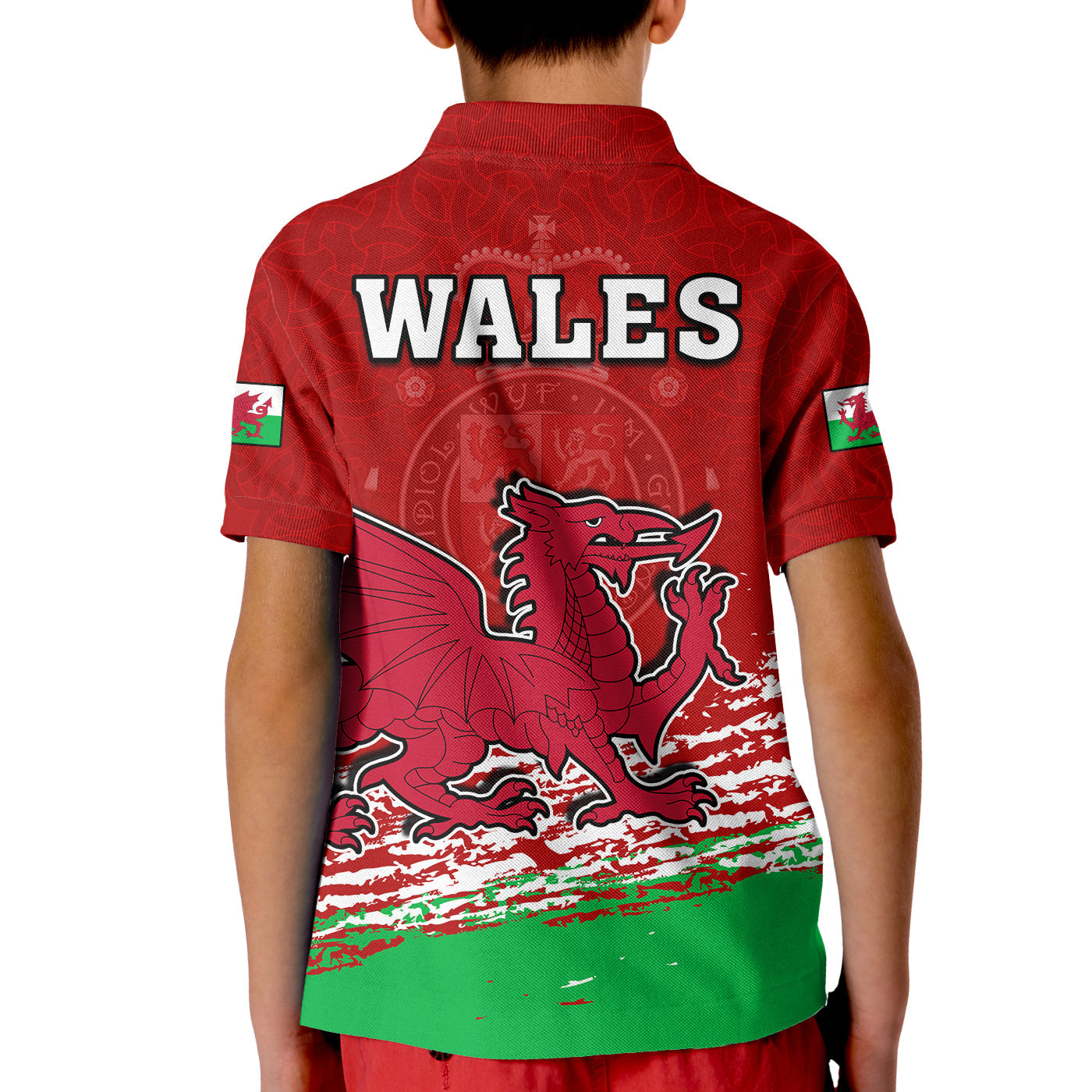 (Custom Personalised) Wales Football 2022 Polo Shirt KID Come On CYMRU The Red Wall - Vibe Hoodie Shop