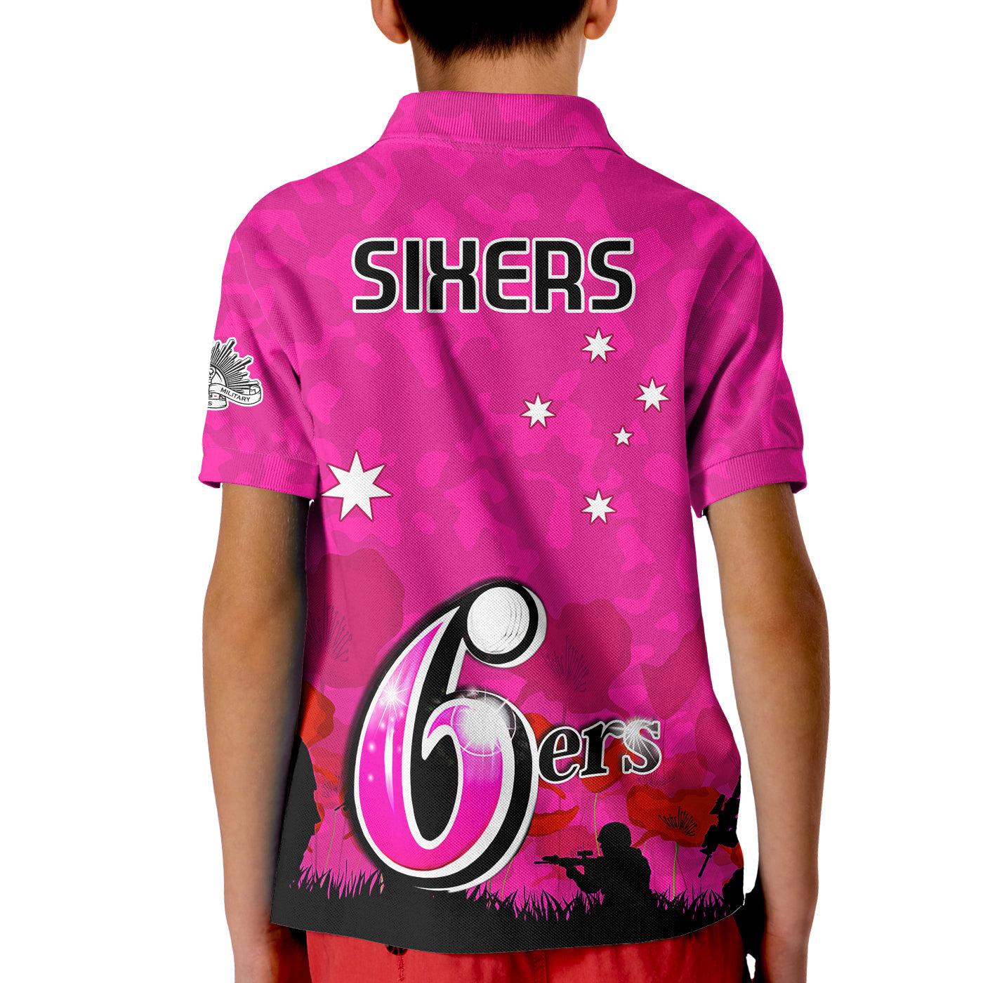 Sydney Sixers Cricket Polo Shirt Anzac Day Camouflage Poppy Lest We Forget - Vibe Hoodie Shop