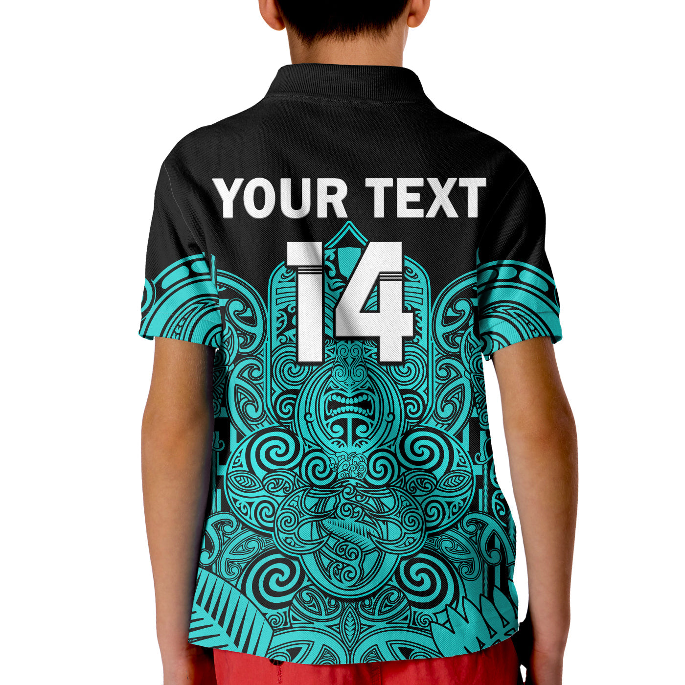 (Custom Text And Number) New Zealand Tiki Rugby Polo Shirt KID NZ Maori Koru Pattern Ver.02 - Vibe Hoodie Shop