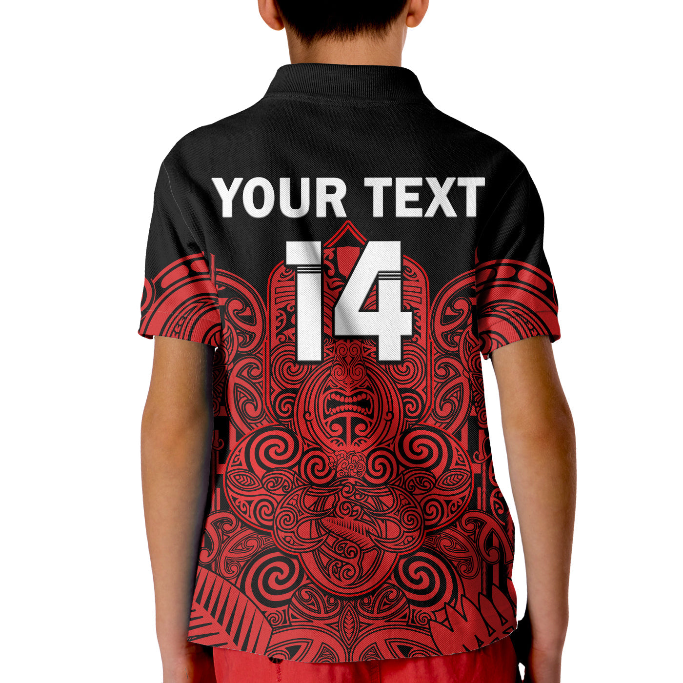 (Custom Text And Number) New Zealand Tiki Rugby Polo Shirt KID NZ Maori Koru Pattern Ver.03 - Vibe Hoodie Shop