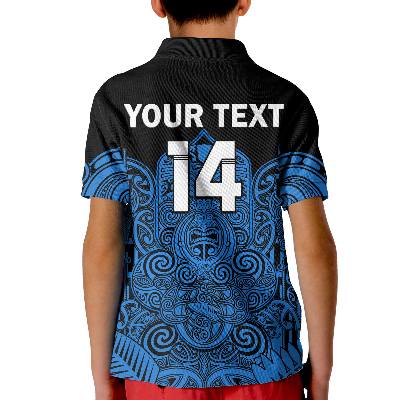 (Custom Text And Number) New Zealand Tiki Rugby Polo Shirt KID NZ Maori Koru Pattern Ver.05 - Vibe Hoodie Shop