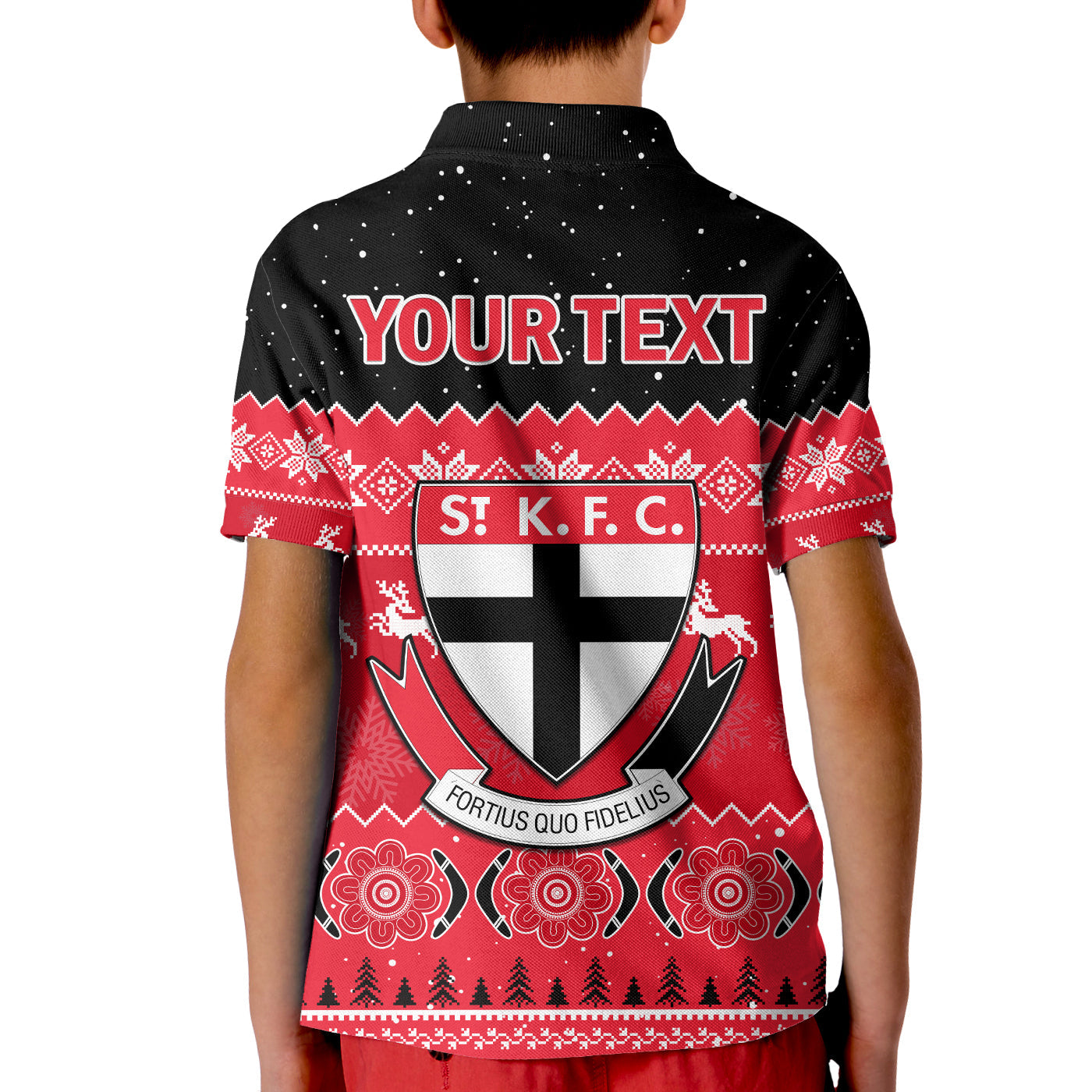 (Custom Personalised) St Kilda Football Polo Shirt KID Saints Indigenous Merry Christmas - Vibe Hoodie Shop