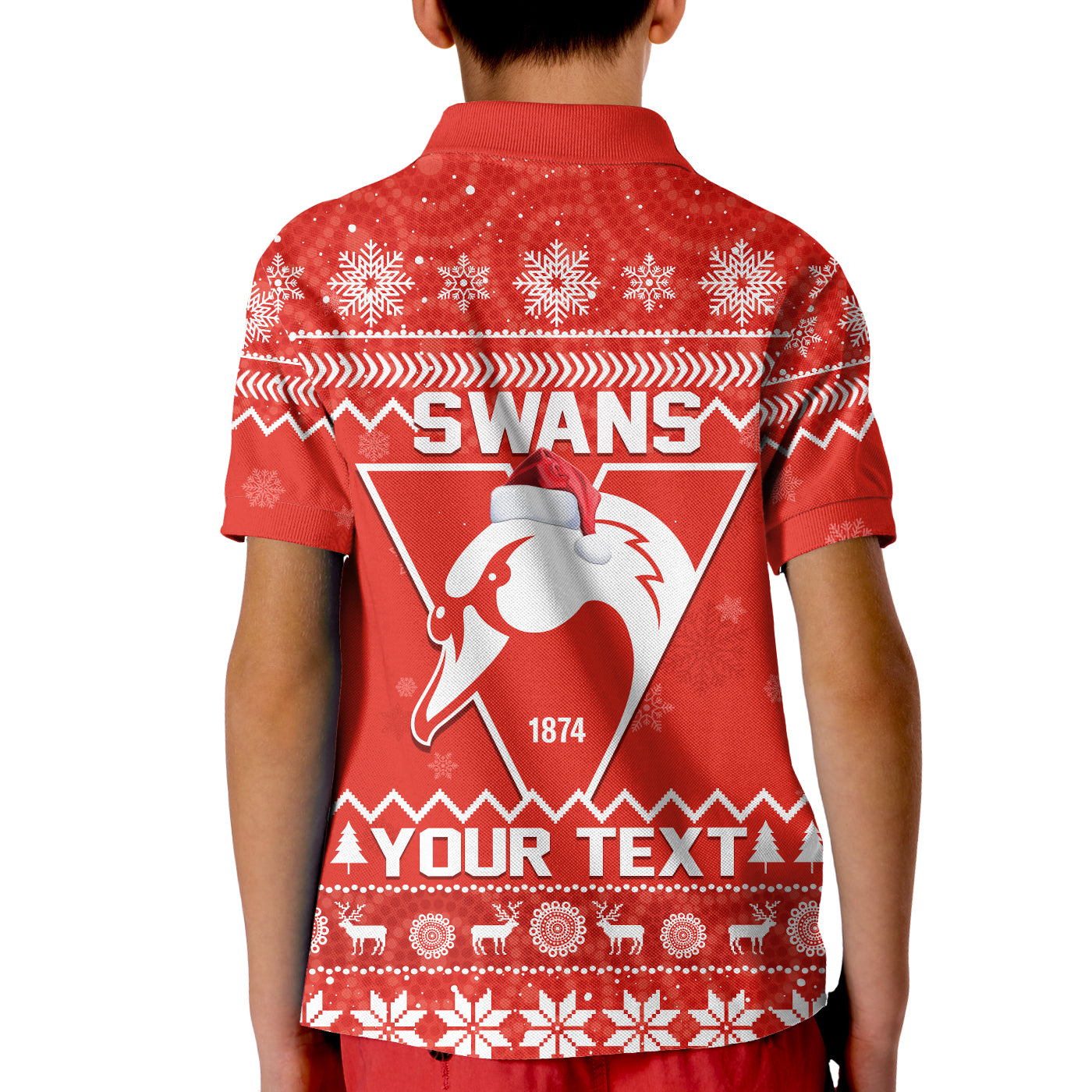 (Custom Personalised) Swans Football Christmas Polo Shirt KID Sydney Indigenous Merry Xmas - Vibe Hoodie Shop