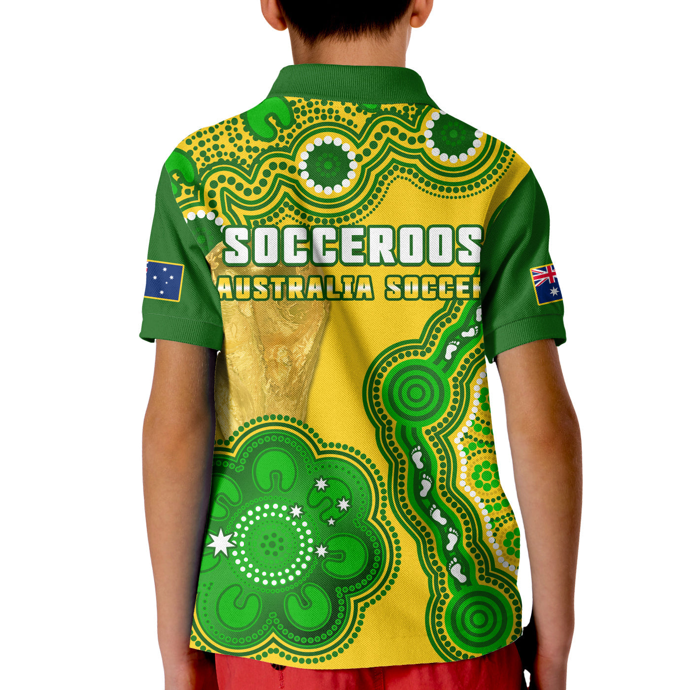 Australia Soccer Polo Shirt Socceroos Aboriginal WC 2022 - Vibe Hoodie Shop