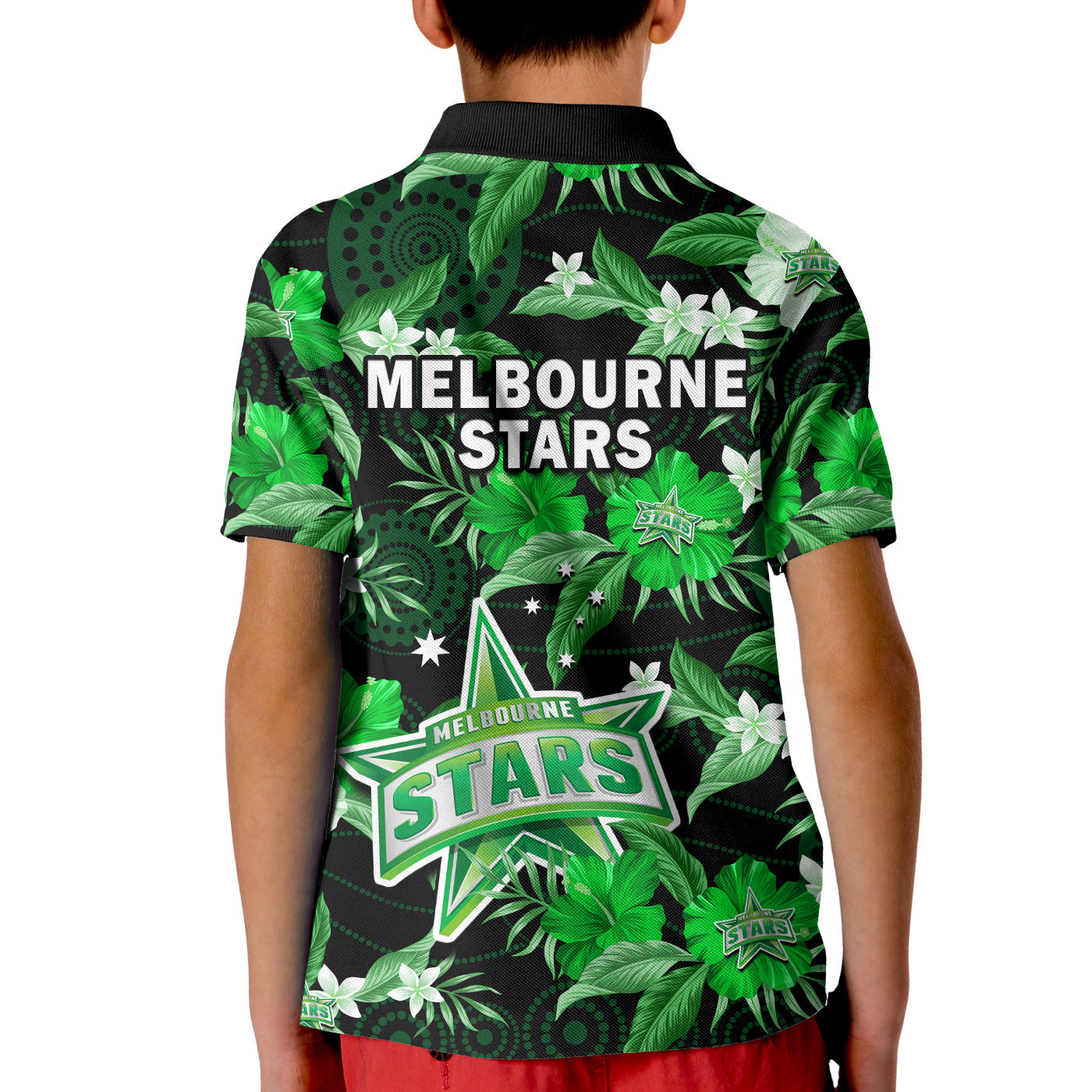 Melbourne Stars Cricket Polo Shirt Aboriginal Art Mix Tropical Flowers - Vibe Hoodie Shop