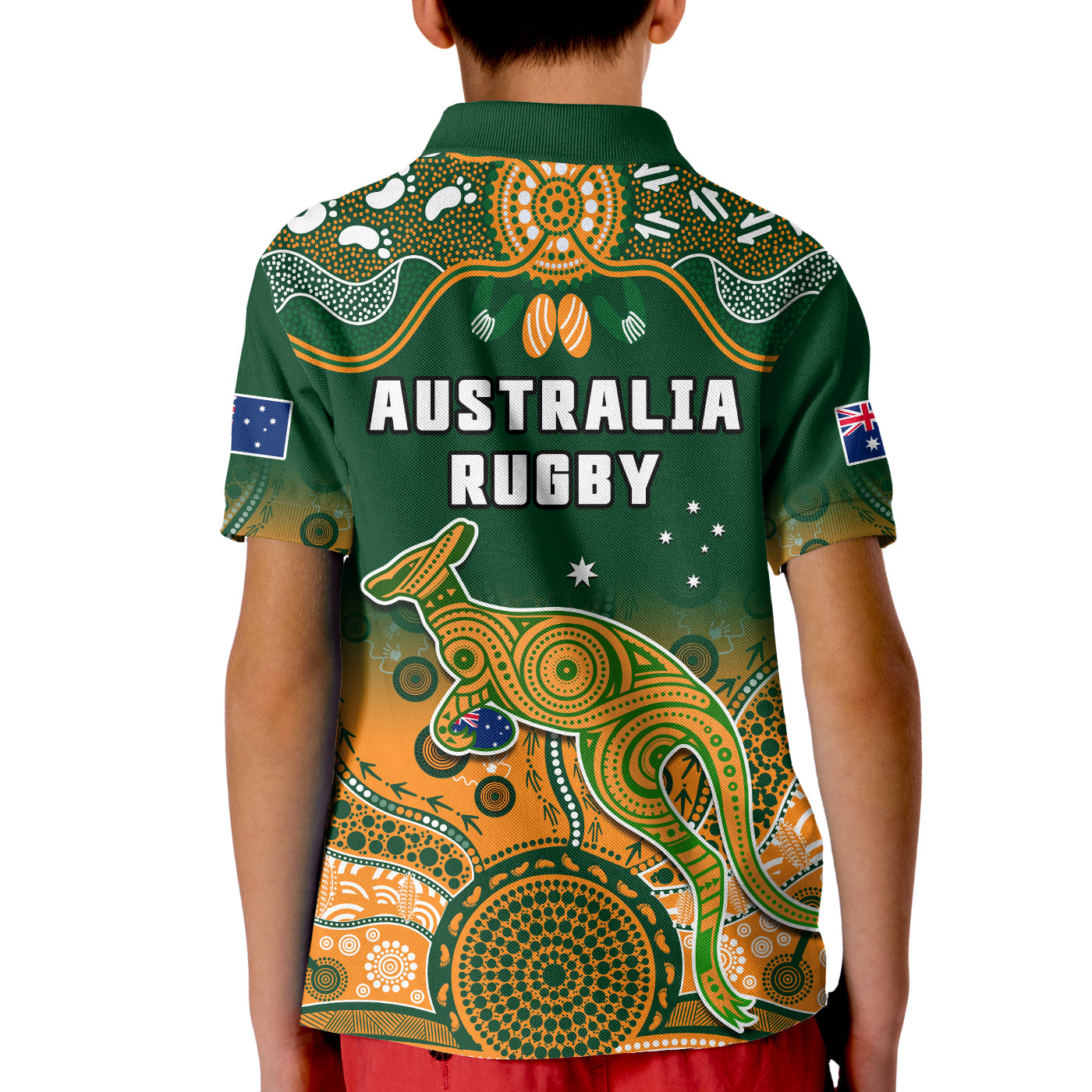 Australia Rugby Polo Shirt Wallabies Kangaroo Green Aboriginal - Vibe Hoodie Shop