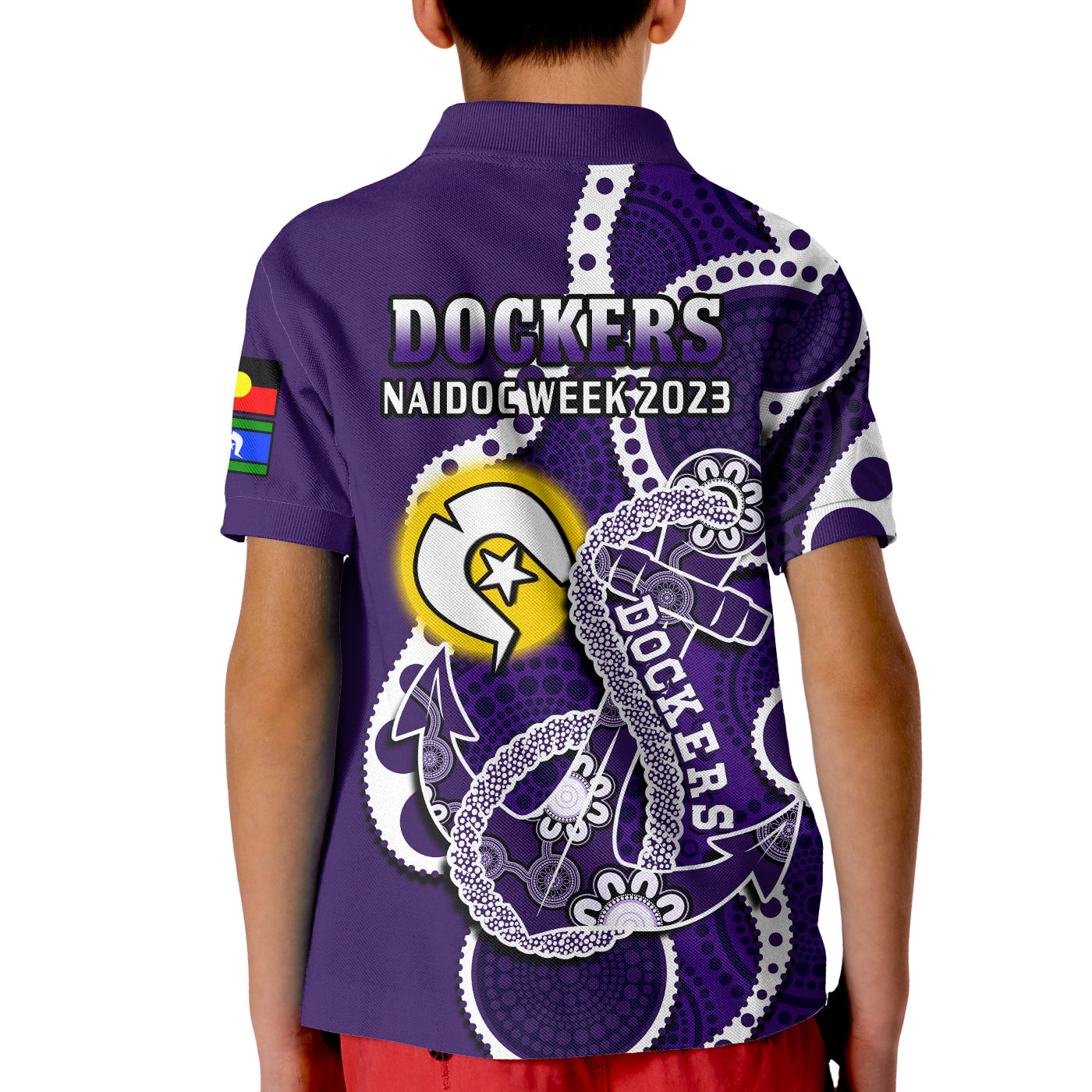 Fremantle Football NAIDOC 2023 Polo Shirt Dockers For Our Elders Indigenous Art - Vibe Hoodie Shop