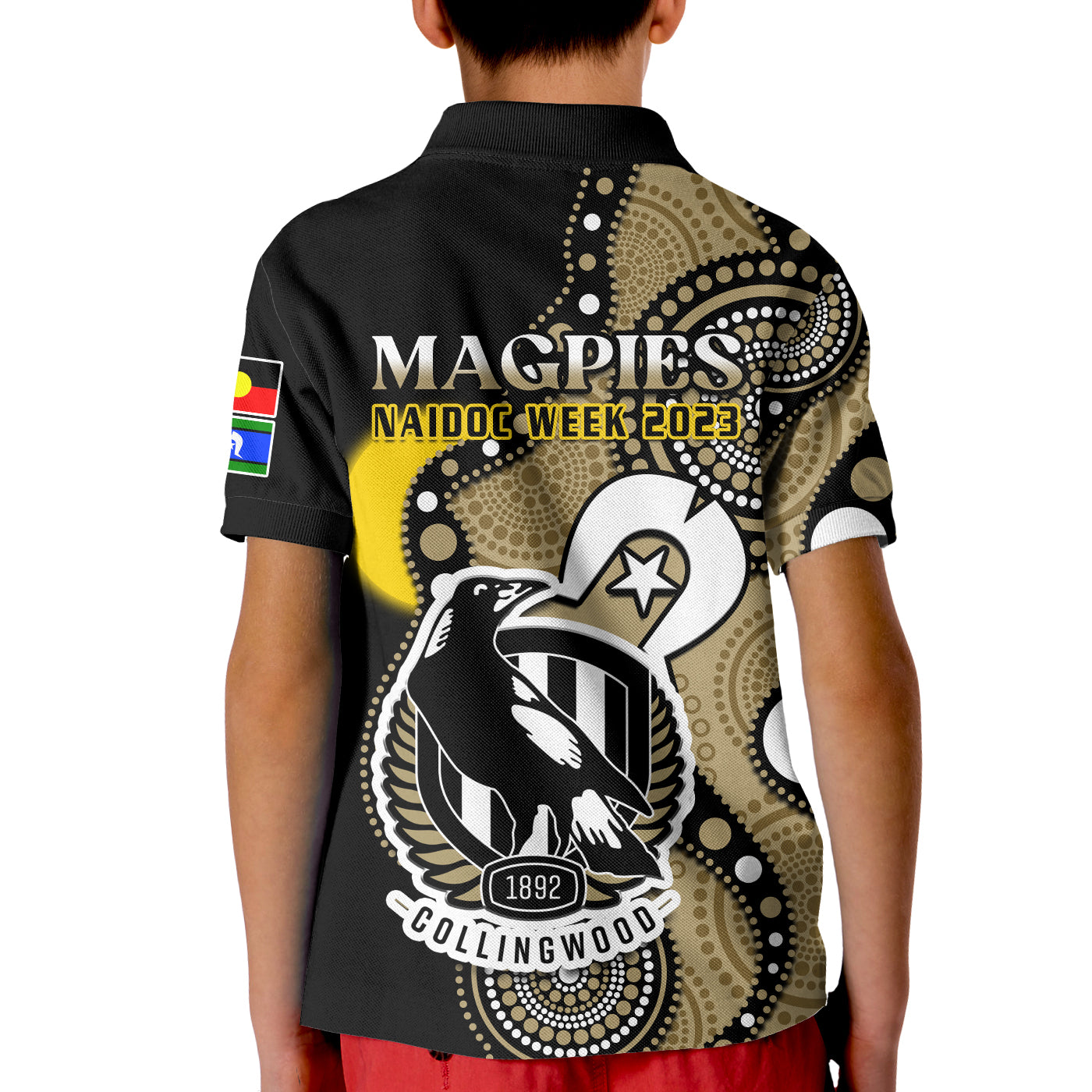 Collingwood Football NAIDOC 2023 Polo Shirt Magpies For Our Elders Indigenous Art - Vibe Hoodie Shop