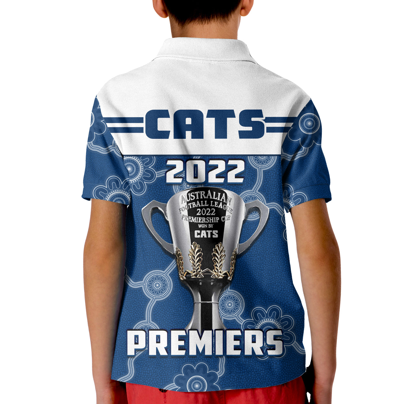 Cats Football Polo Shirt Geelong Premiers 2022 Aboriginal - Vibe Hoodie Shop