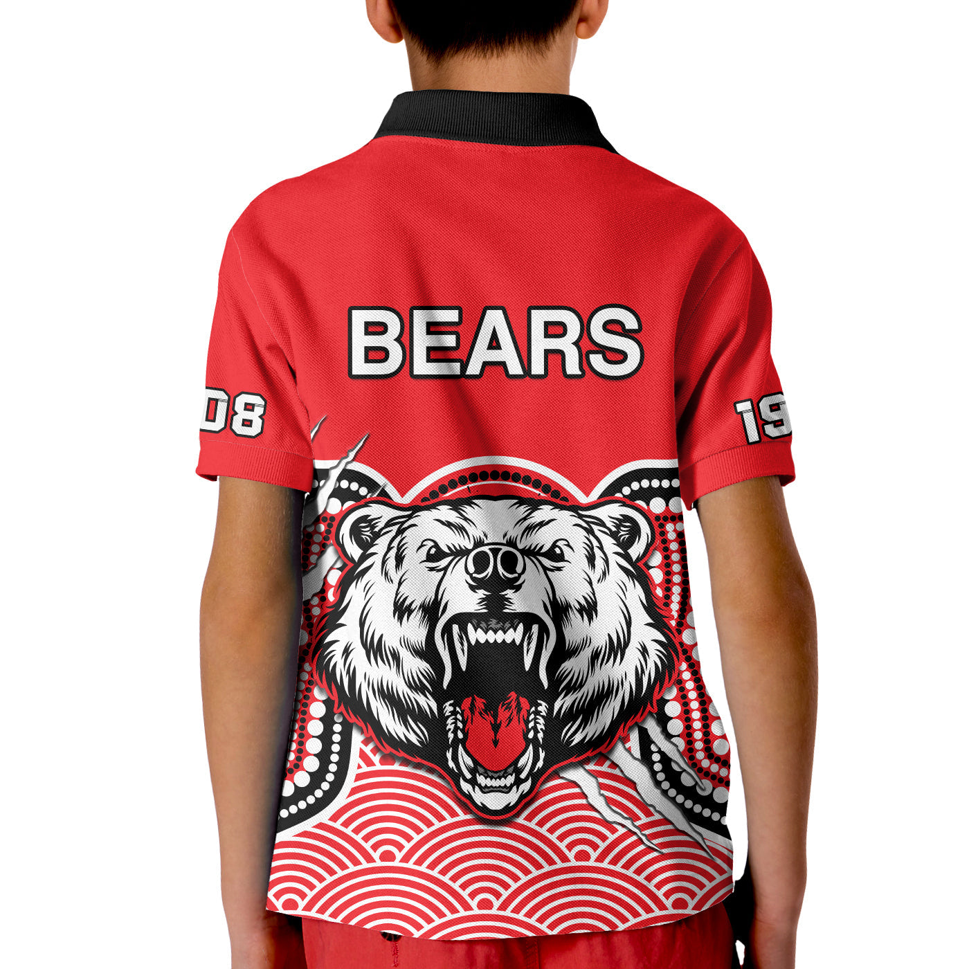 North Sydney Rugby Polo Shirt Bears 1908 Indigenous Pattern - Vibe Hoodie Shop