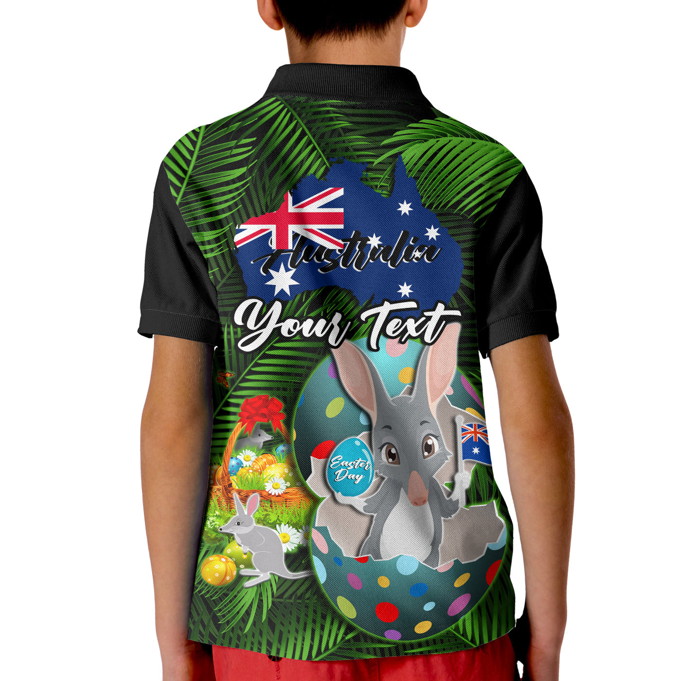 (Custom Personalised) Australia Easter Day Polo Shirt KID Bilby With Eggs Tropical Style - Vibe Hoodie Shop