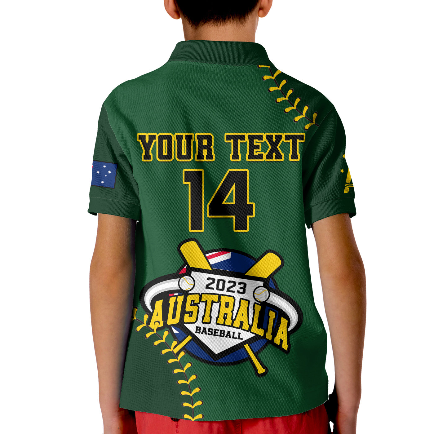 (Custom Text And Number) Australia Baseball 2023 Polo Shirt KID Go Aussie - Vibe Hoodie Shop