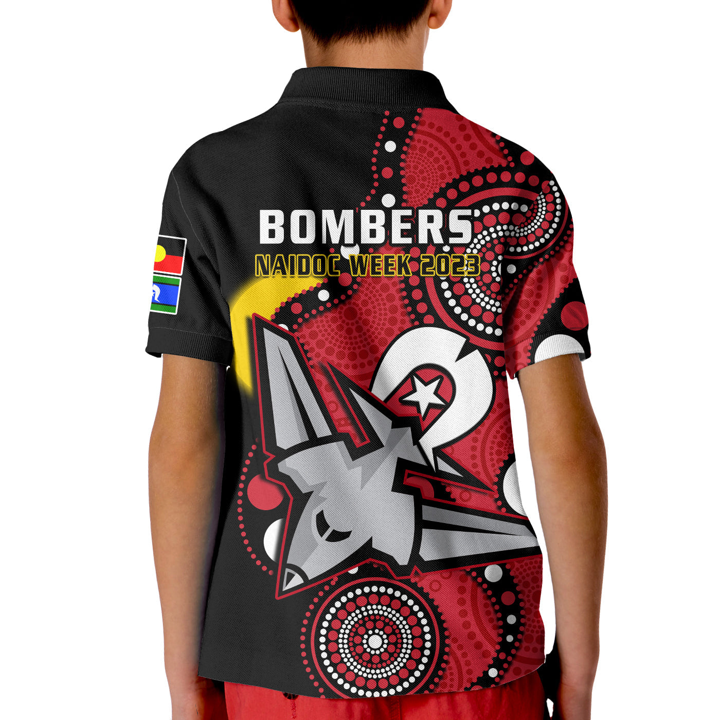 Essendon Football NAIDOC 2023 Polo Shirt Bombers For Our Elders Indigenous Art - Vibe Hoodie Shop