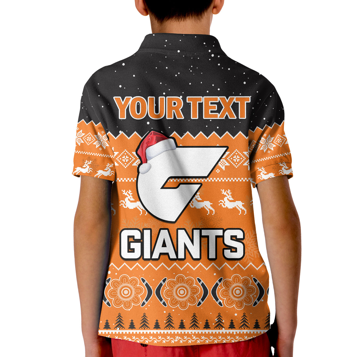 (Custom Personalised) Greater Western Sydney Football Polo Shirt KID Giants Aboriginal Merry Christmas - Vibe Hoodie Shop