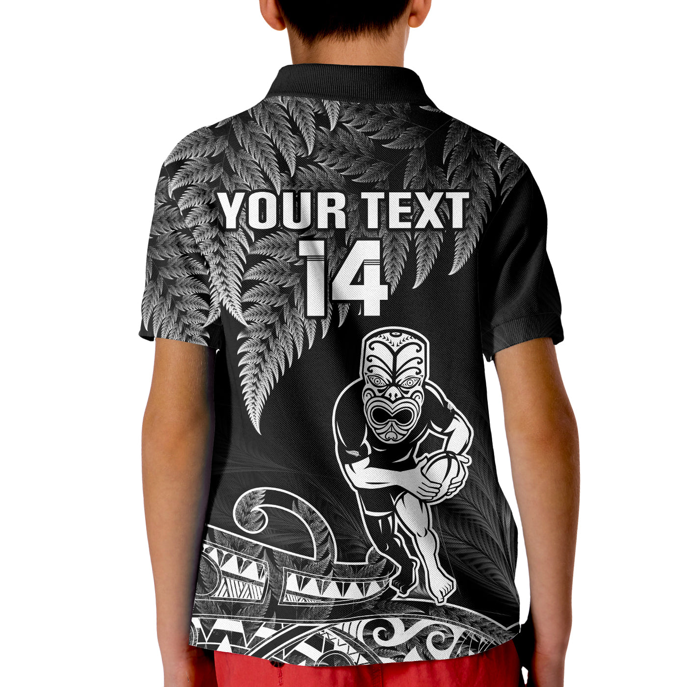 (Custom Text And Number) New Zealand Silver Fern Rugby Polo Shirt KID All Black Koru Maori - Vibe Hoodie Shop