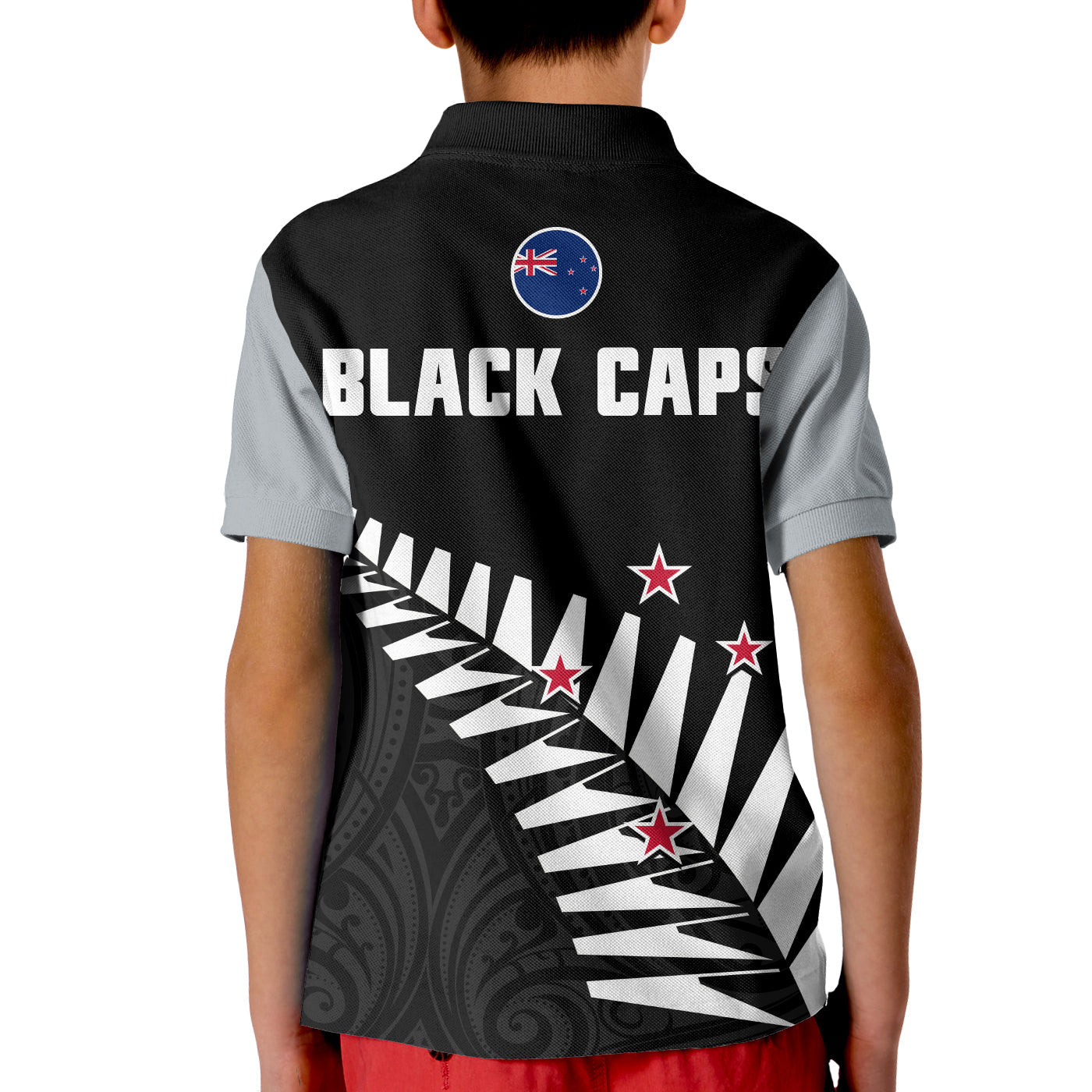 New Zealand 2022 Cricket Polo Shirt KID Black Cap Silver Fern Maori - Vibe Hoodie Shop