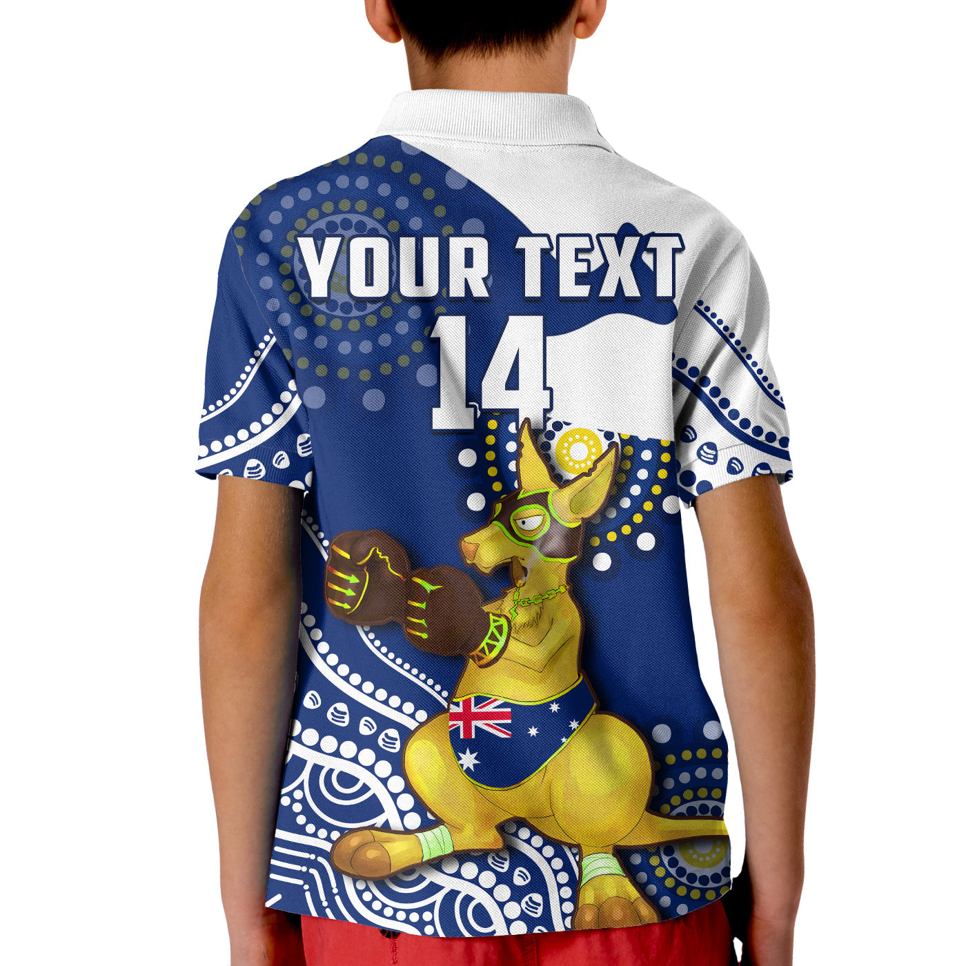 (Custom Text And Number) Australia Polo Shirt Boxing Kangaroo Indigenous Flag Color Art - Vibe Hoodie Shop