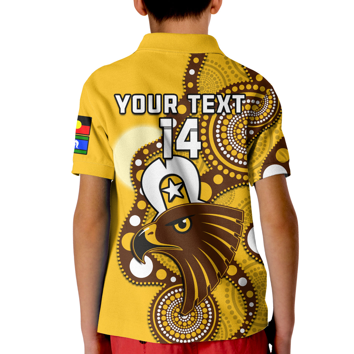 (Custom Text And Number) Hawthorn Football NAIDOC 2023 Polo Shirt Hawks For Our Elders Indigenous - Vibe Hoodie Shop