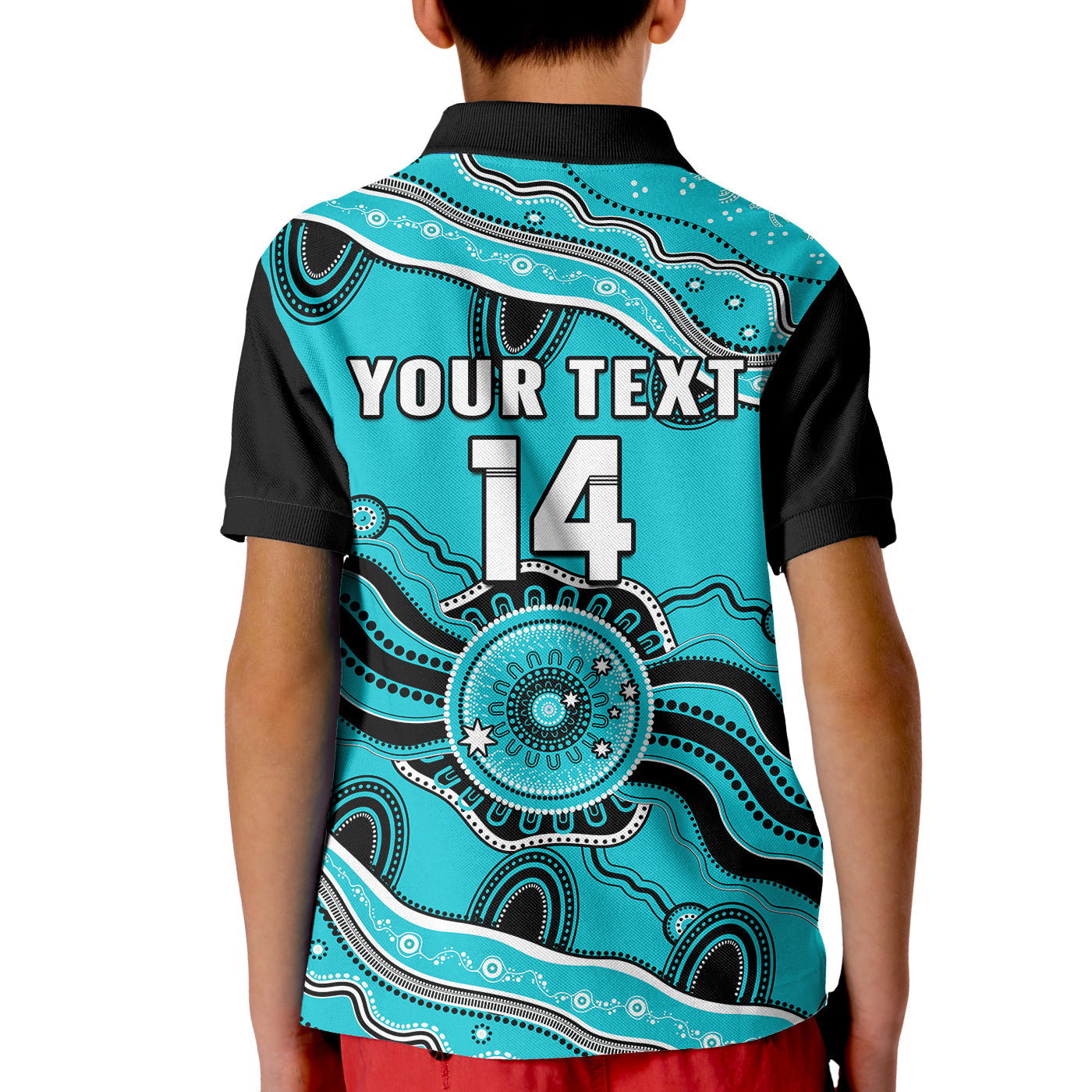 (Custom Text And Number) Brisbane Heat Cricket Polo Shirt KID Aboriginal Painting - Vibe Hoodie Shop