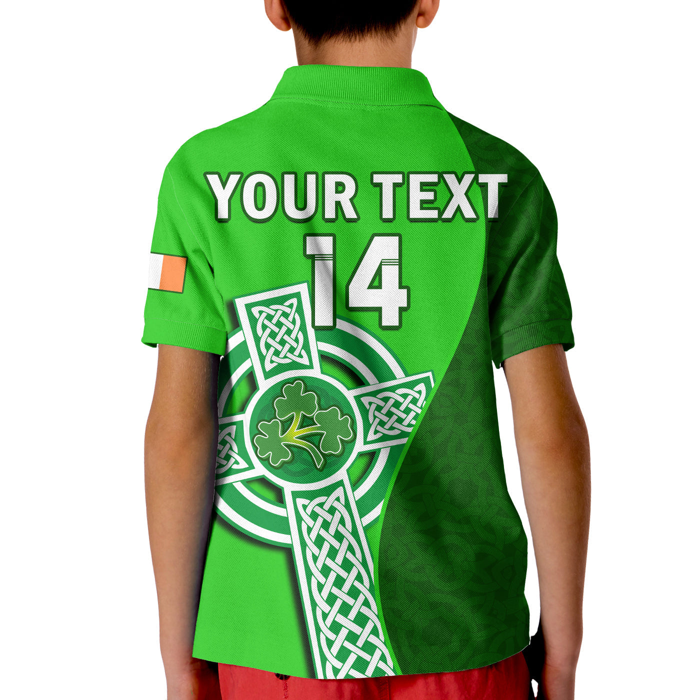 (Custom Text And Number) Ireland Cricket Polo Shirt KID Irish Flag Celtic Cross Sporty Style - Vibe Hoodie Shop