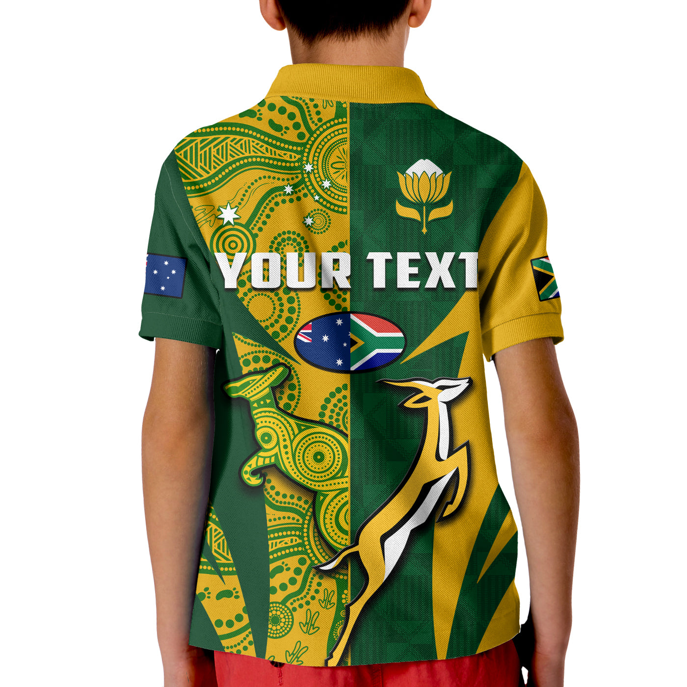 (Custom Personalised) Australia Rugby and South Africa Rugby Polo Shirt KID Wallabies Mix Springboks Sporty - Vibe Hoodie Shop