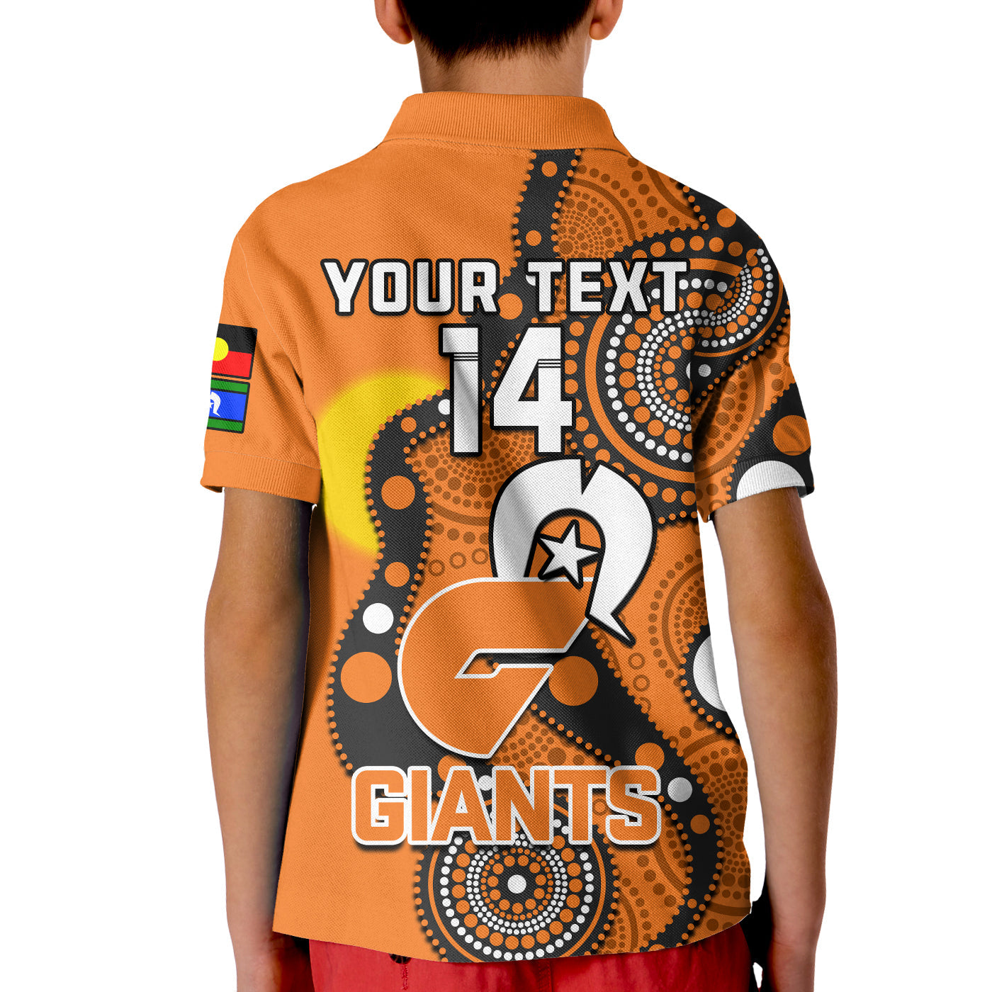 (Custom Text And Number) GWS Giants Football NAIDOC 2023 Polo Shirt KID Indigenous For Our Elders - Vibe Hoodie Shop