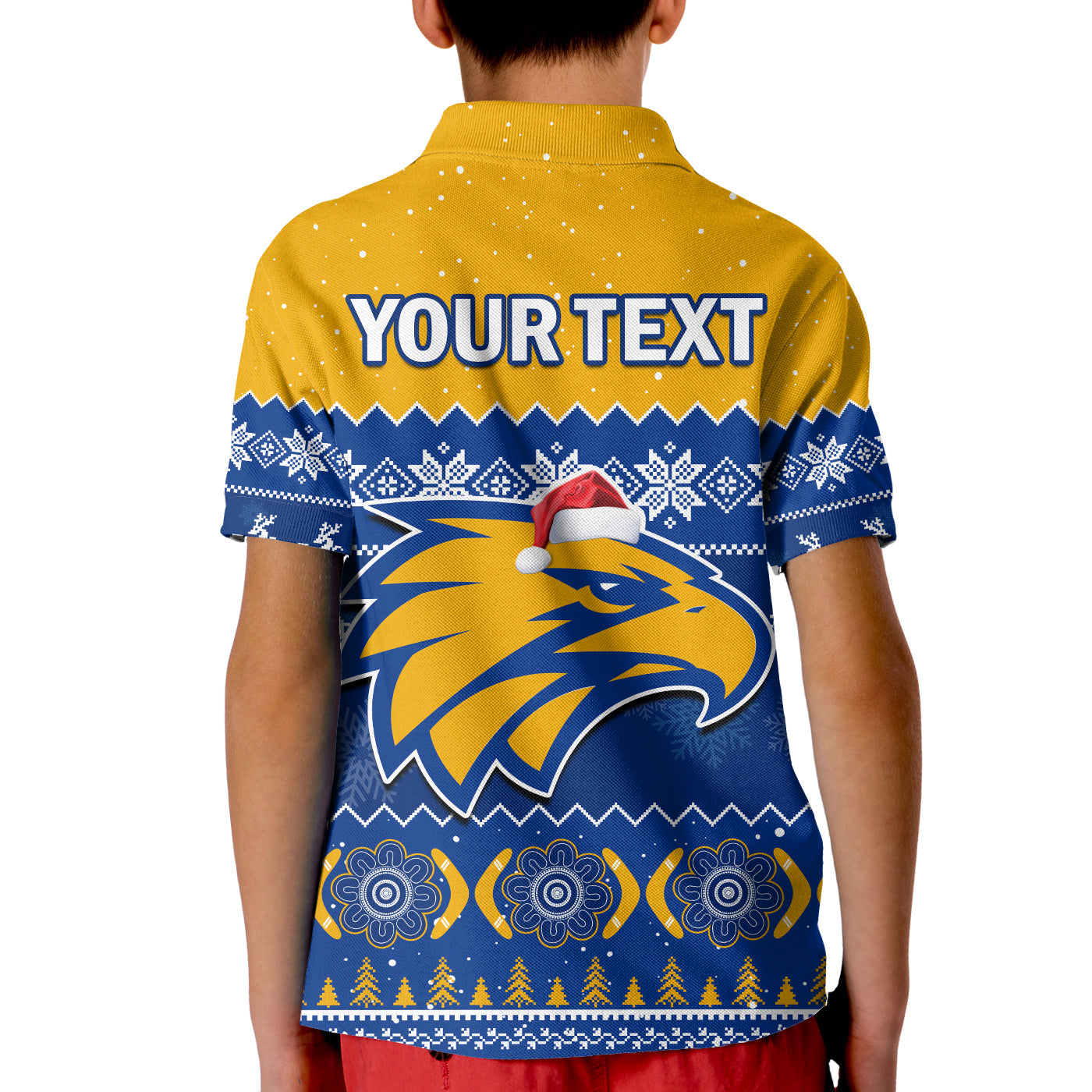 (Custom Personalised) West Coast Football Polo Shirt KID Eagles Indigenous Merry Christmas - Vibe Hoodie Shop