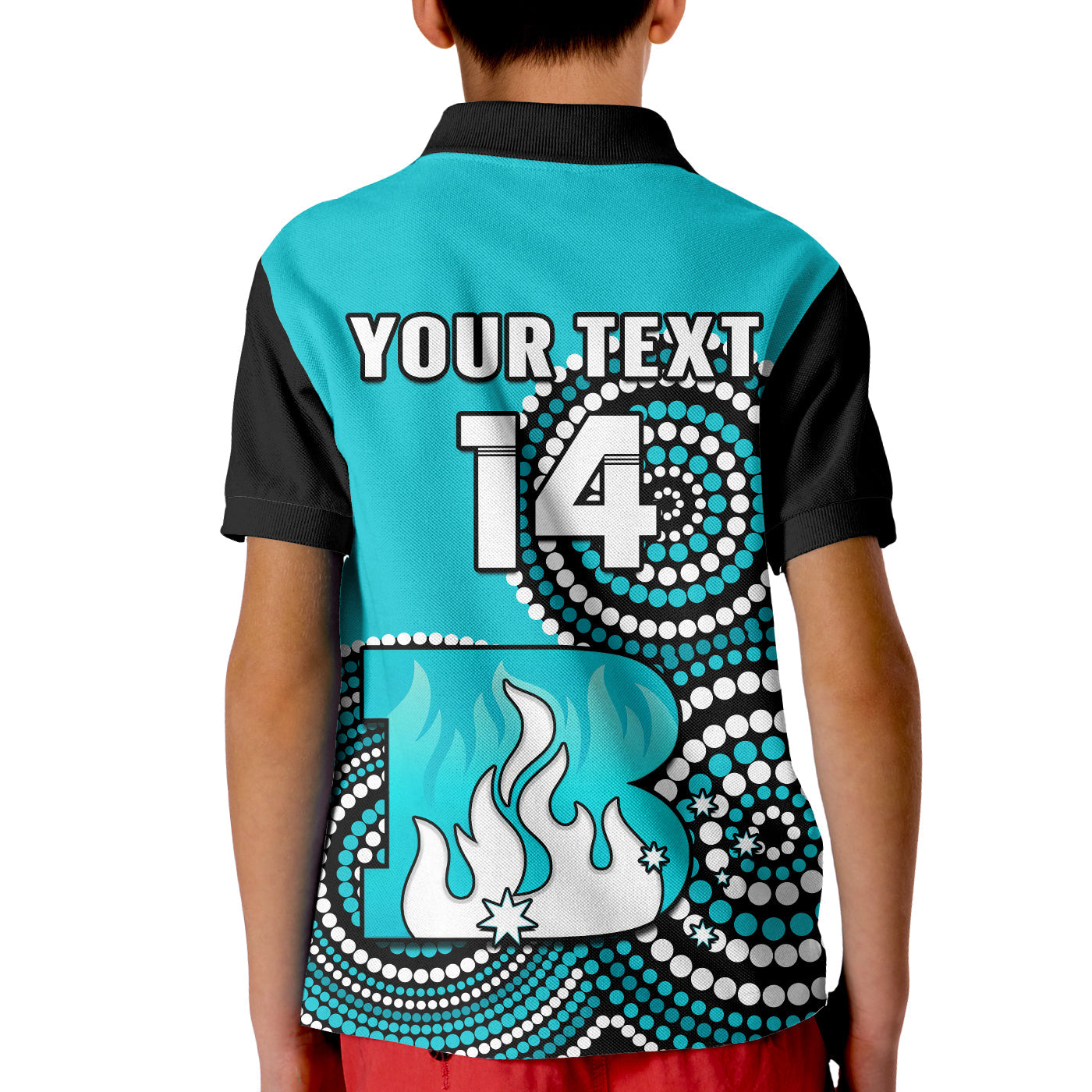 (Custom Text And Number) Brisbane Heat Cricket Polo Shirt KID Champions BBL12 Proud Indigenous Art - Vibe Hoodie Shop