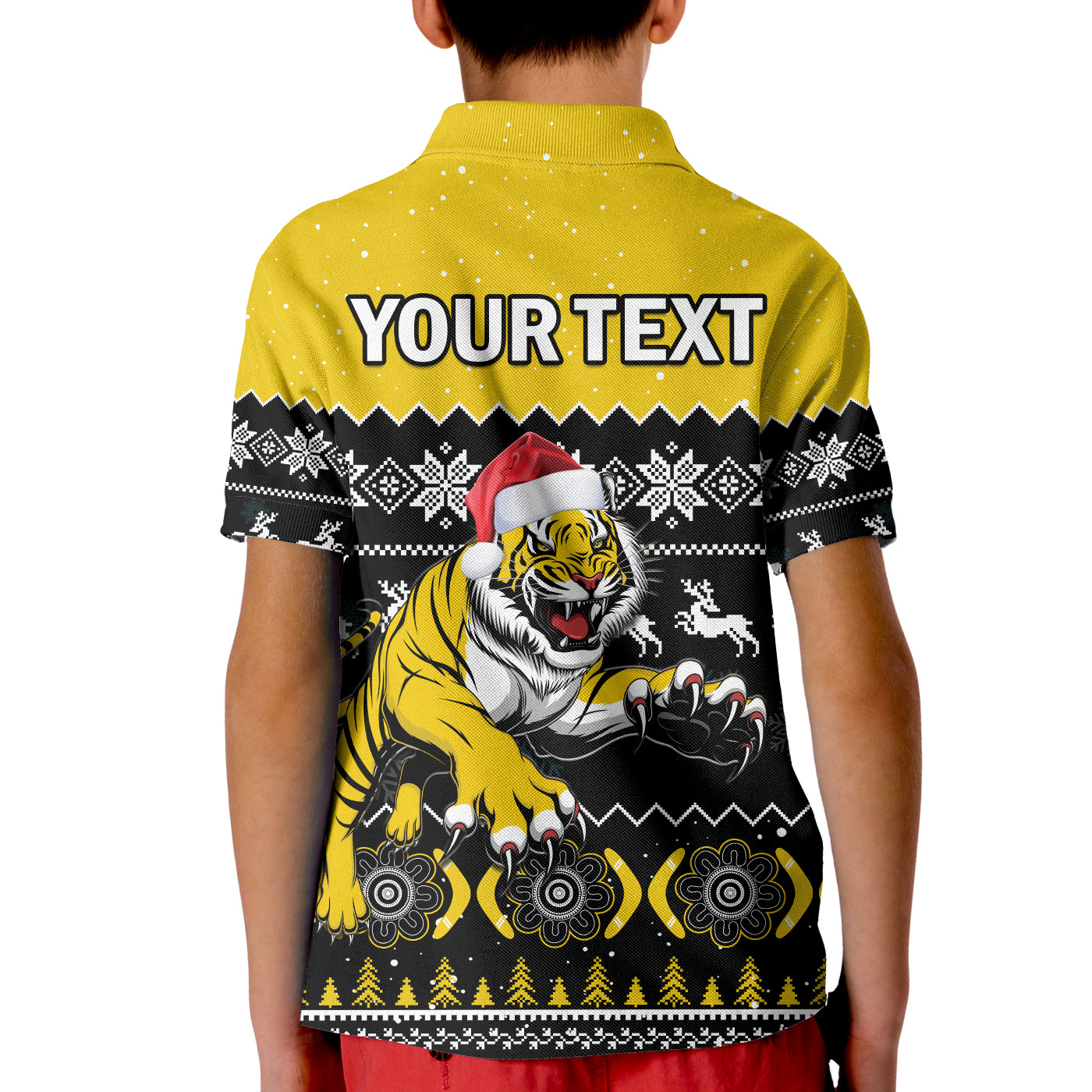 (Custom Personalised) Richmond Football Polo Shirt KID Tigers Indigenous Merry Christmas - Vibe Hoodie Shop