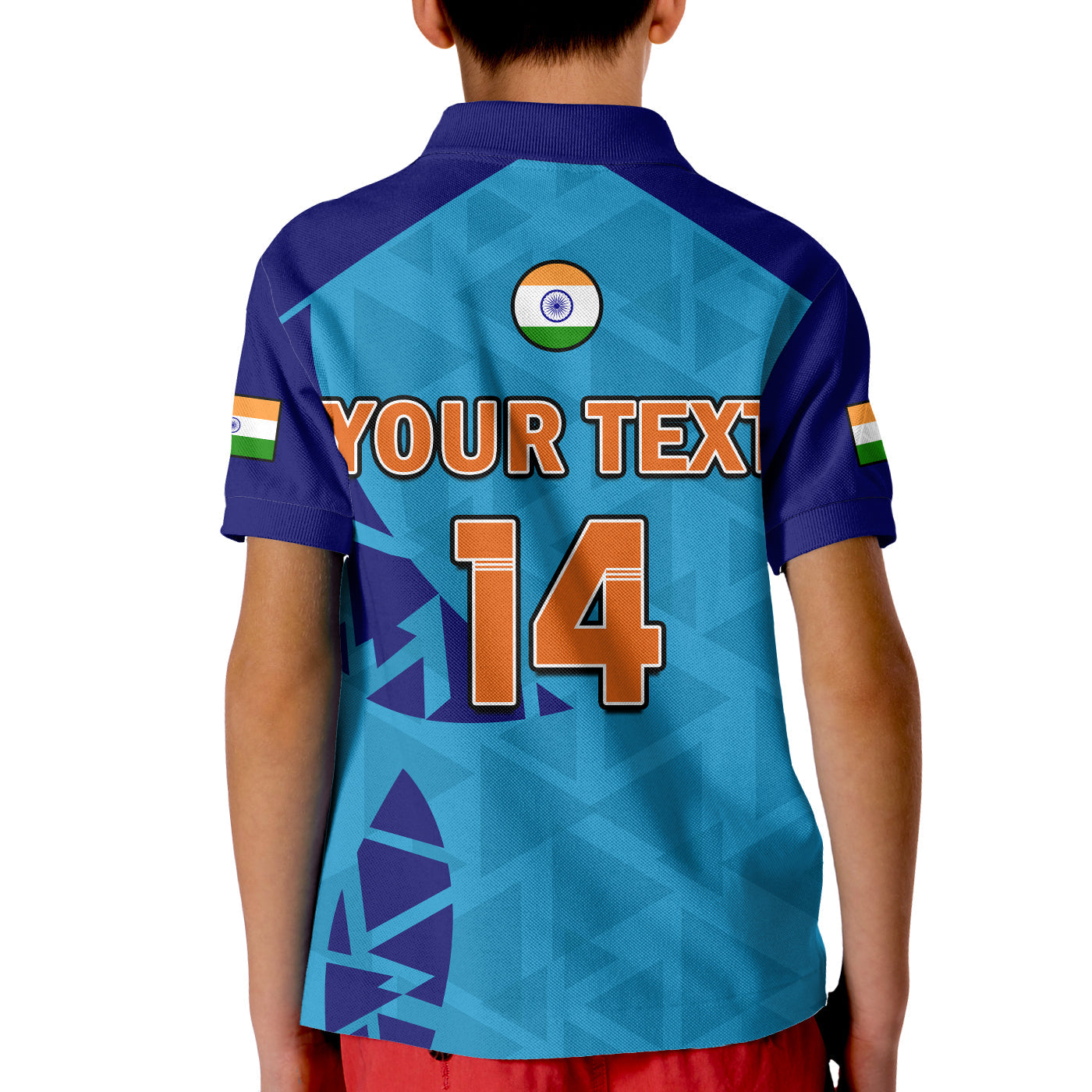 (Custom Text And Number) India Cricket Polo Shirt KID Men In Blue Champions Mens T20 WC 2022 - Vibe Hoodie Shop