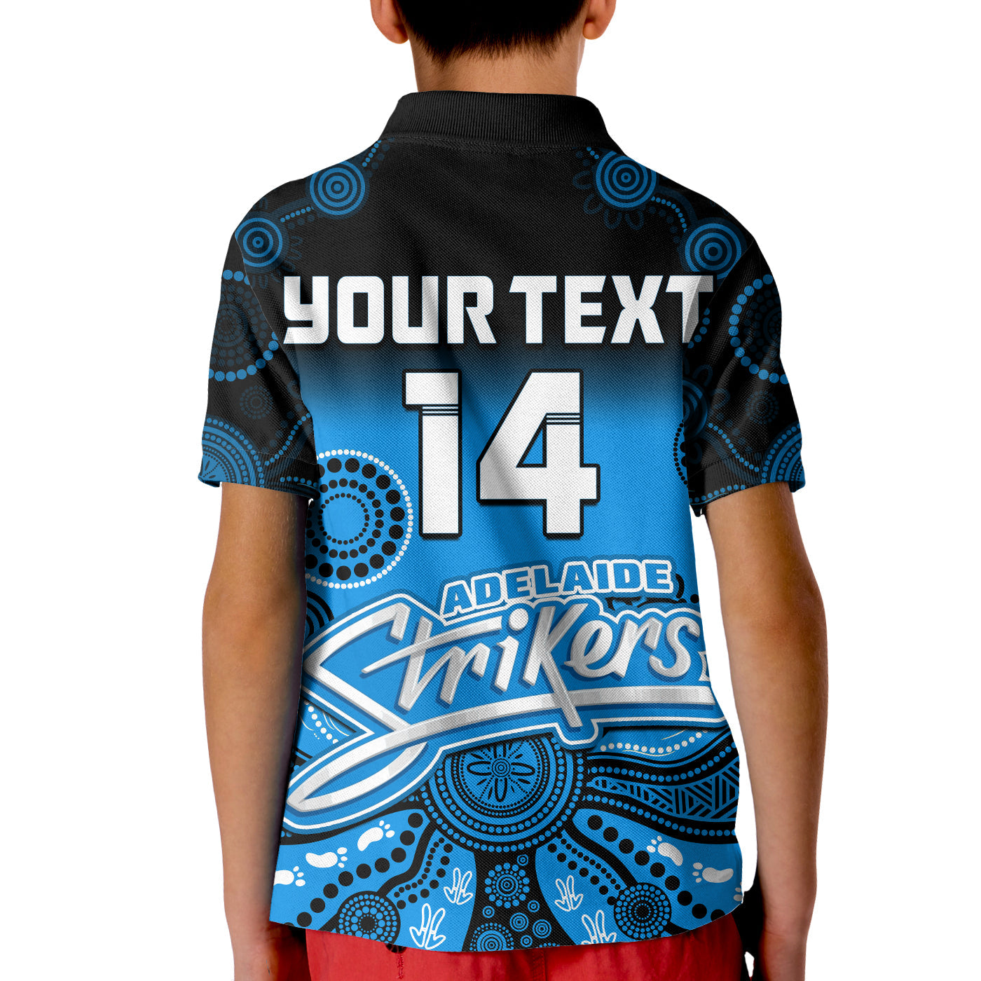 (Custom Text And Number) Adelaide Strikers Polo Shirt KID Gradient Aboriginal Dot Painting - Vibe Hoodie Shop