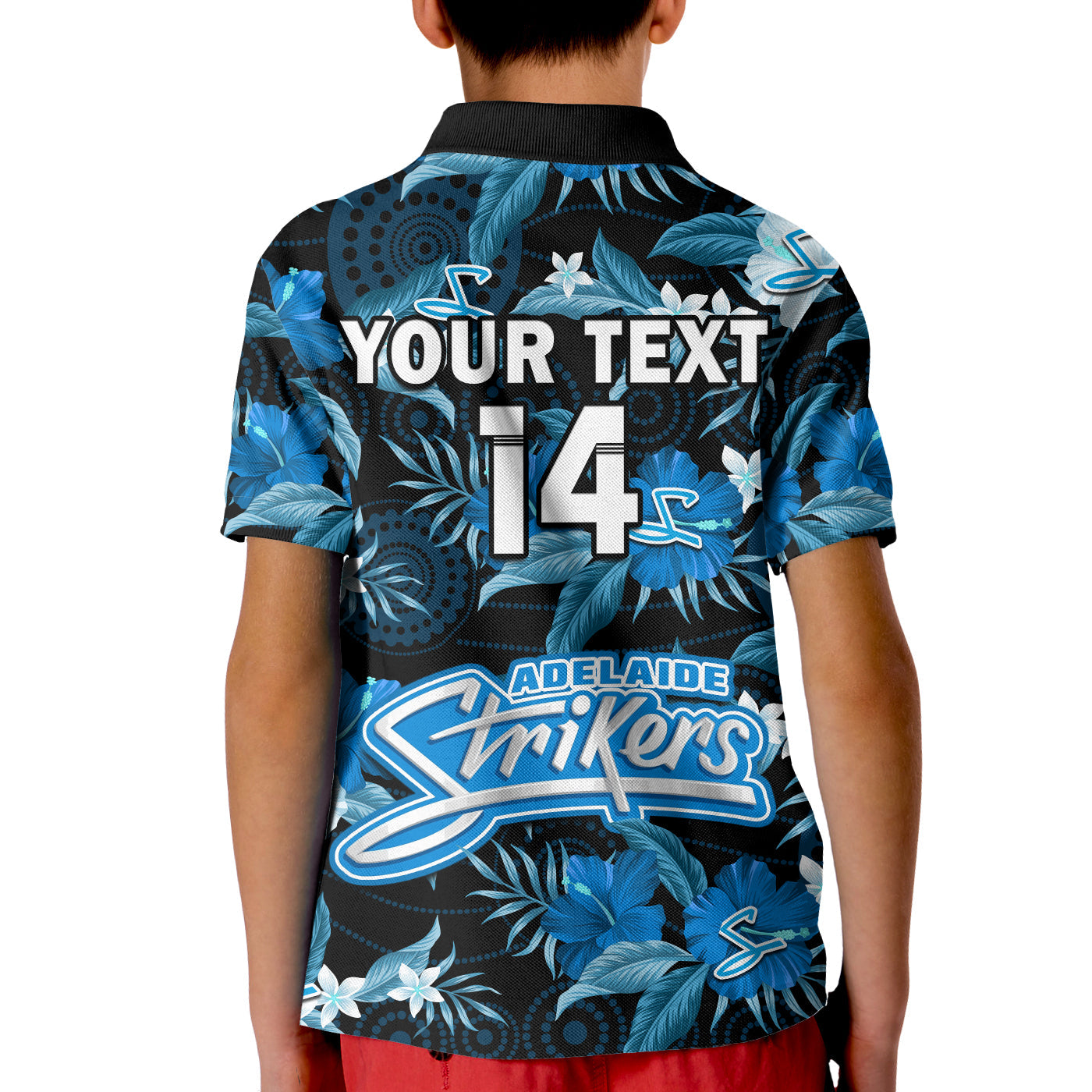 (Custom Text And Number) Adelaide Strikers Cricket Polo Shirt Aboriginal Art Mix Tropical Flowers - Vibe Hoodie Shop