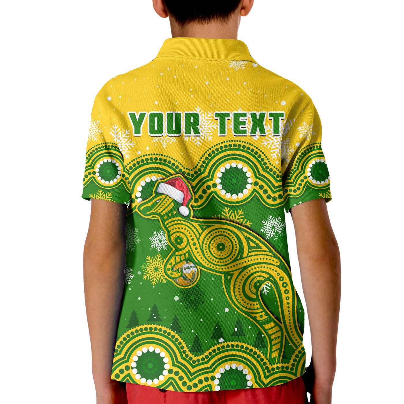 (Custom Personalised) Australia Soccer Christmas Polo Shirt KID Socceroos Indigenous Kangaroo - Vibe Hoodie Shop